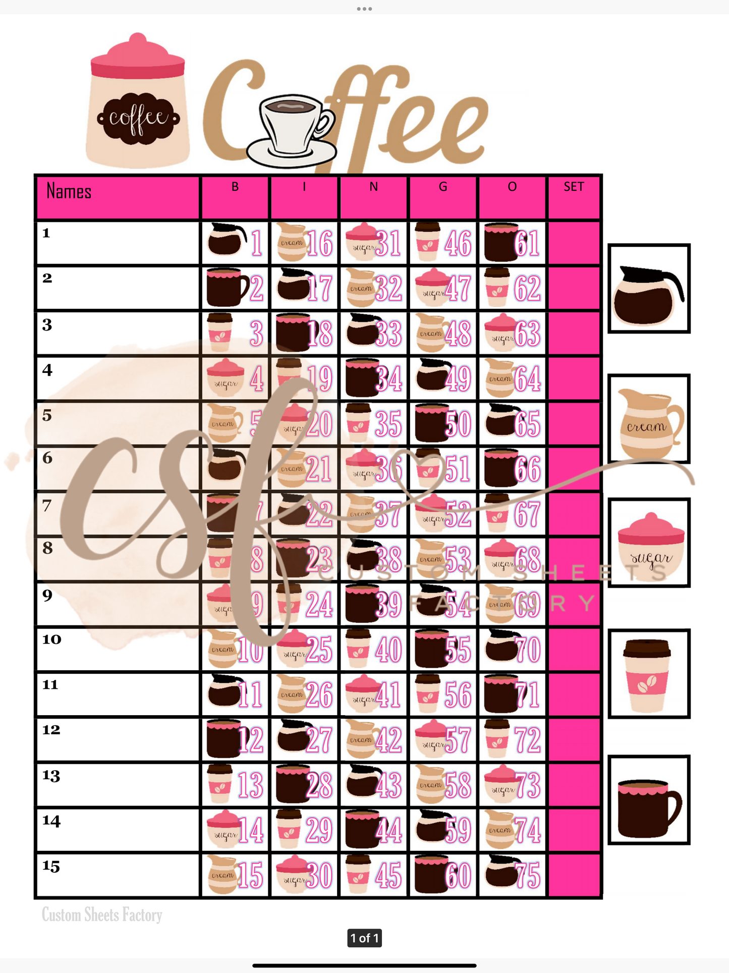 Pink Coffee - 15 line - 75 ball