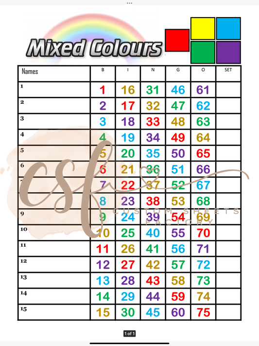 Mixed Colours - 15 line - 75 ball