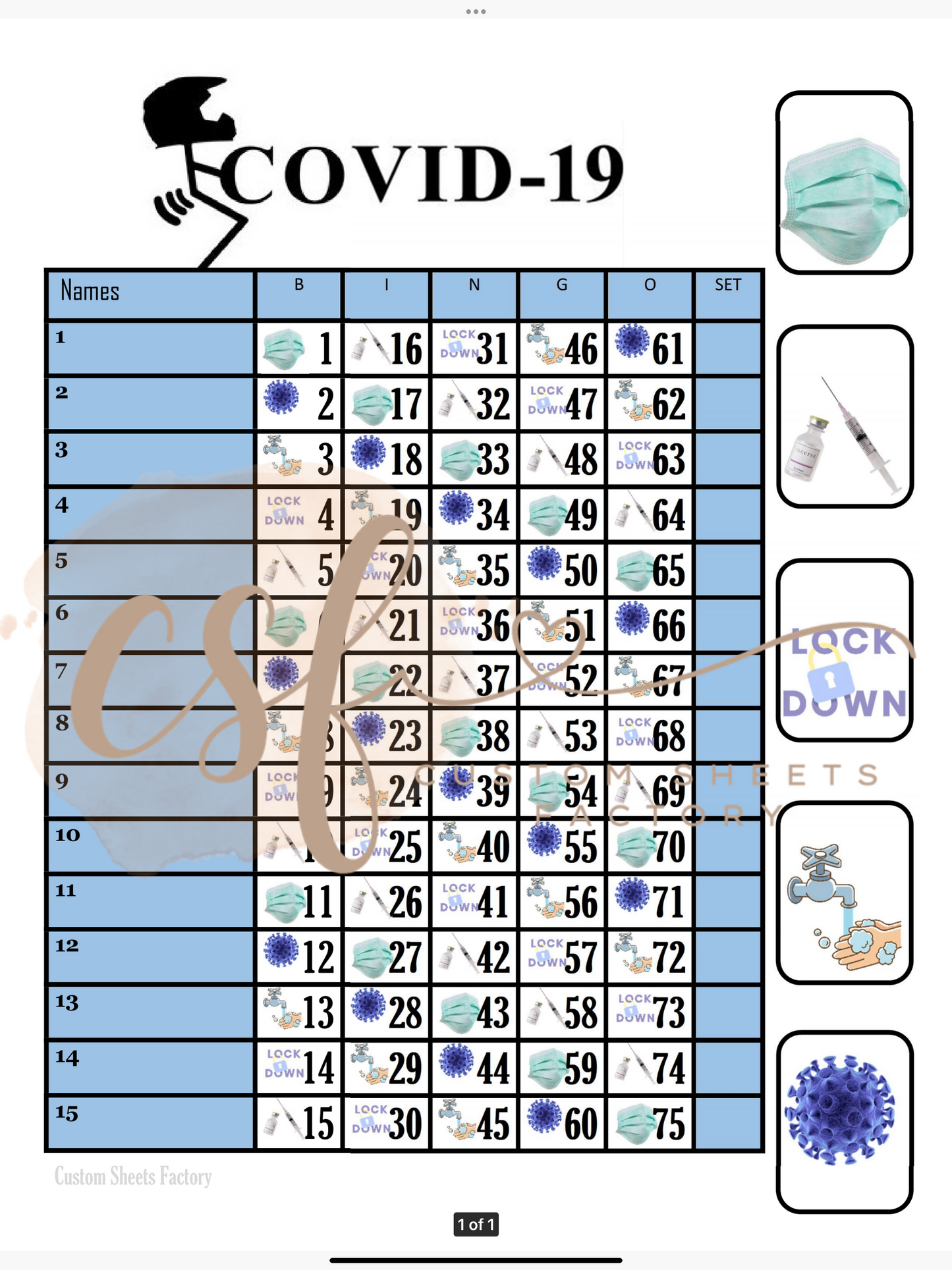 Fuck Covid - 15 line - 75 ball