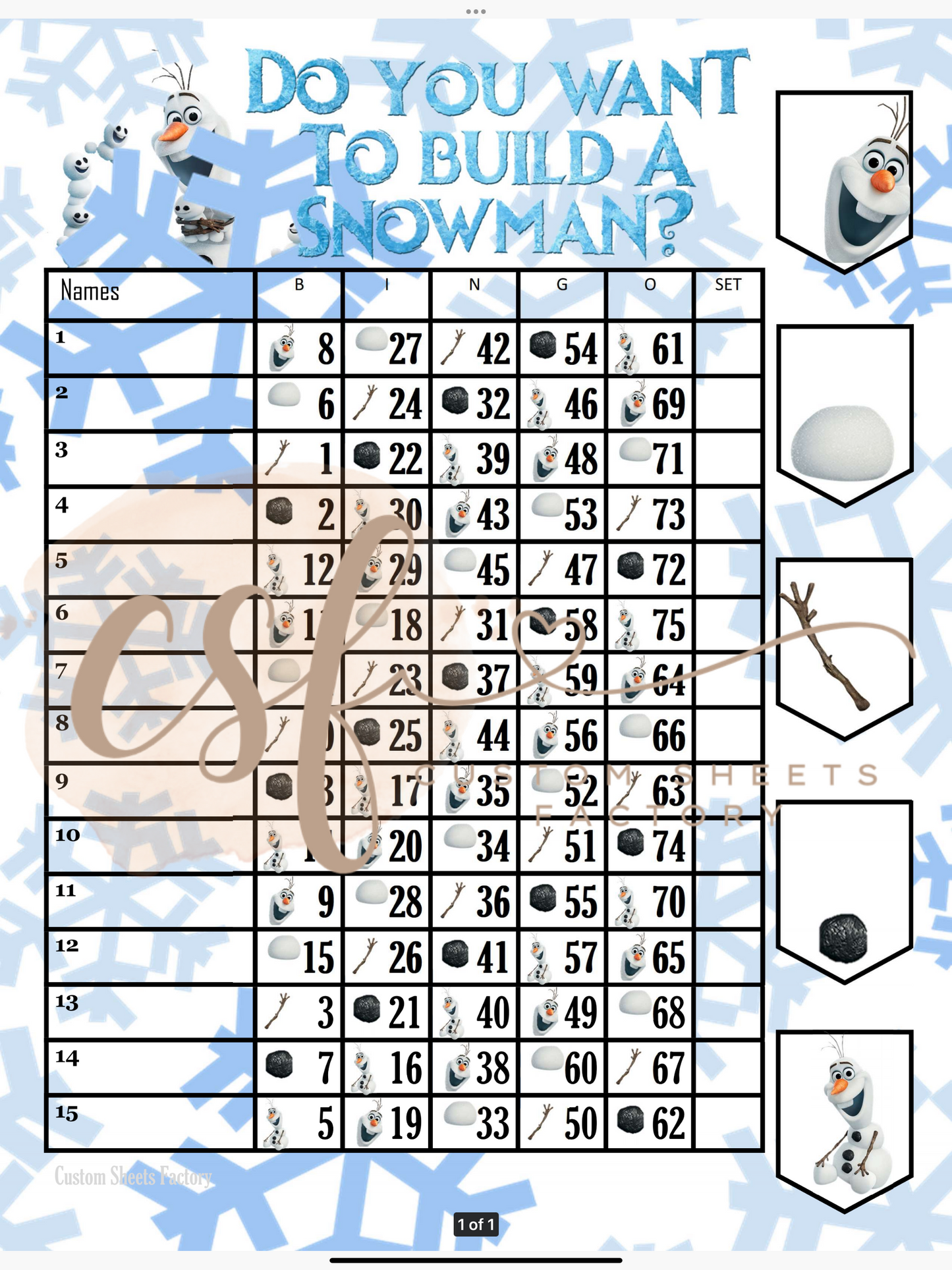 Do You Want to Build a Snowman - 15 line - 75 ball