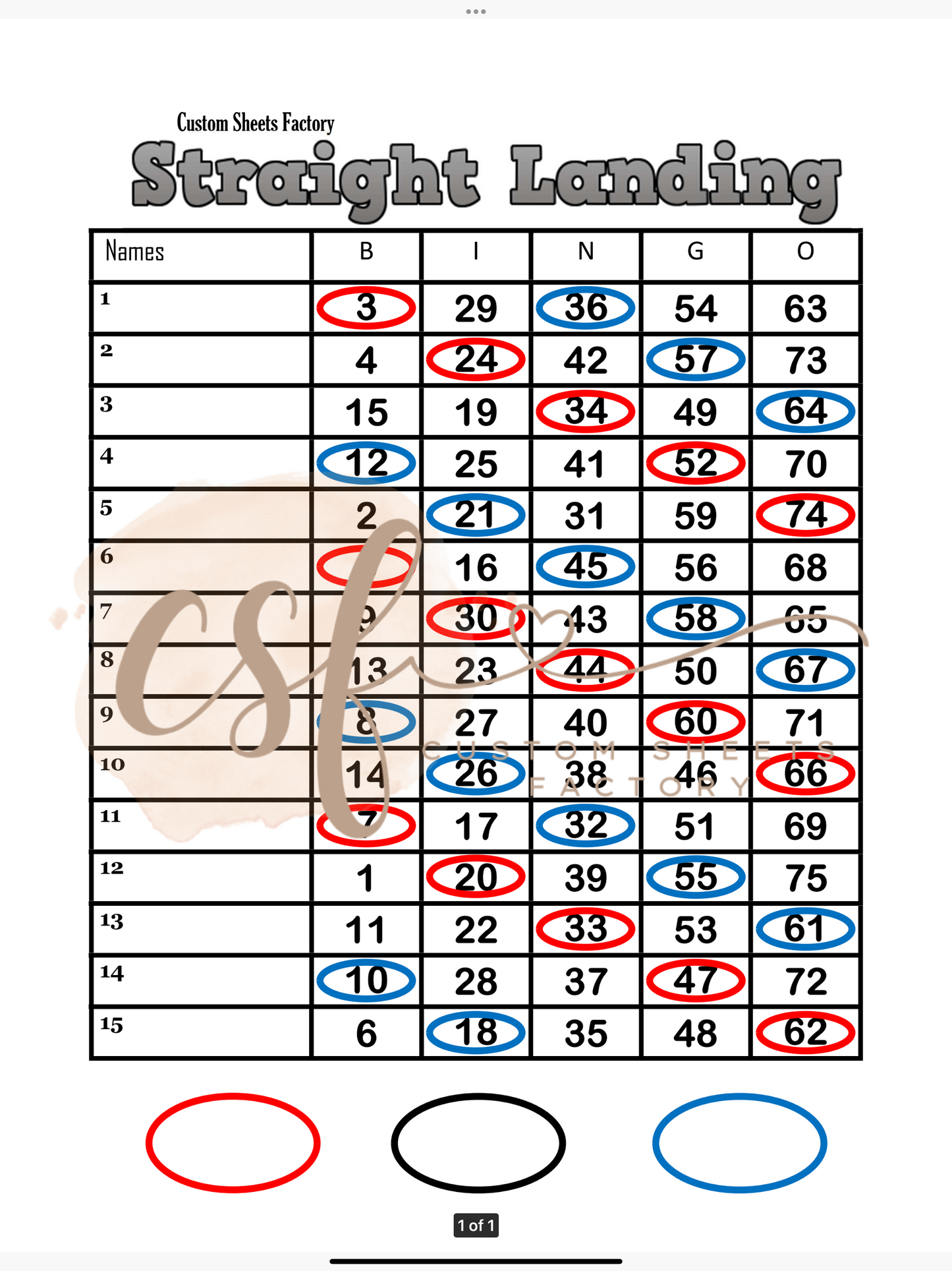 Blue Red Landing - 15 line - 75 ball