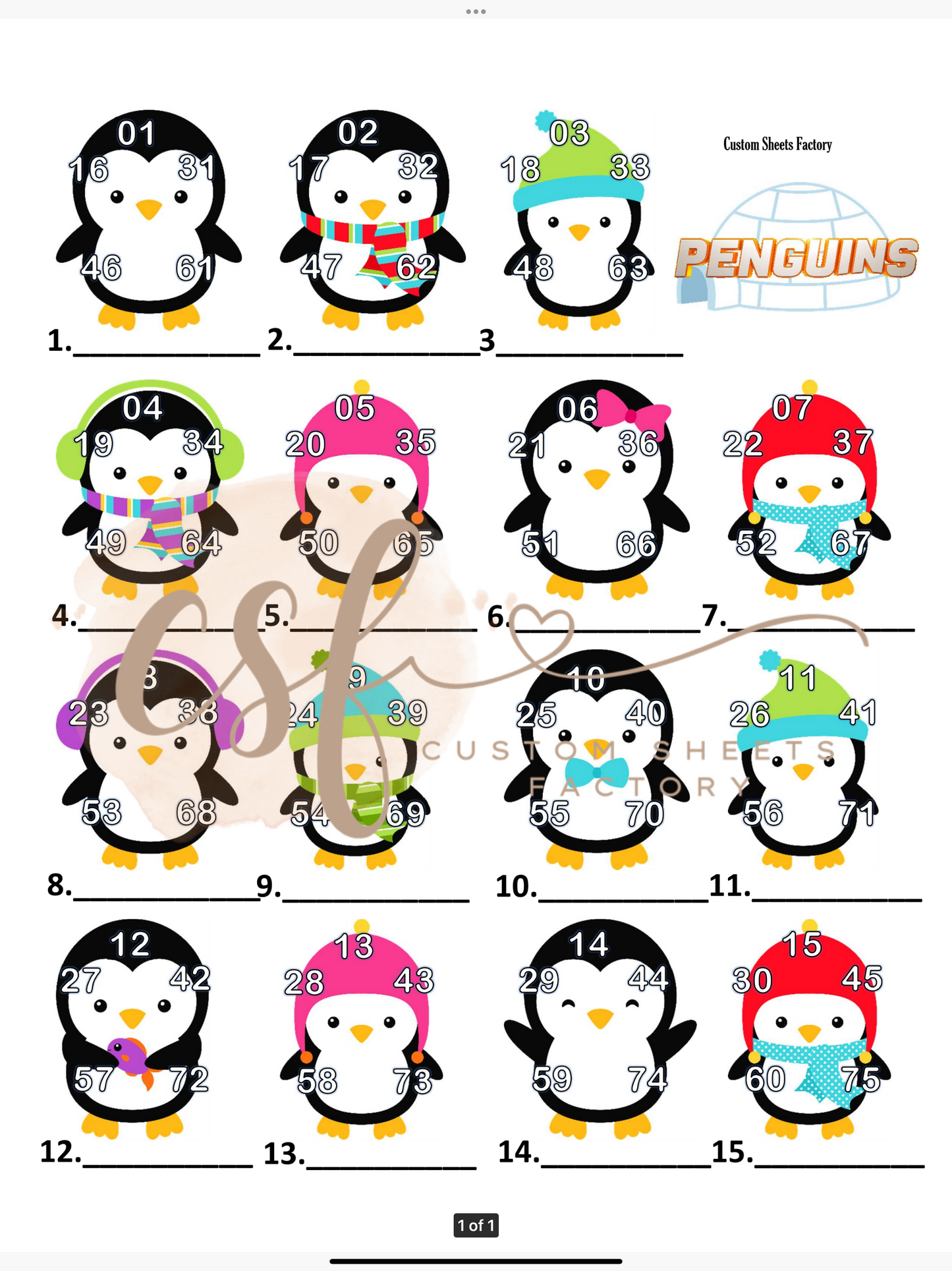 Penguin - Clipart - 75 ball