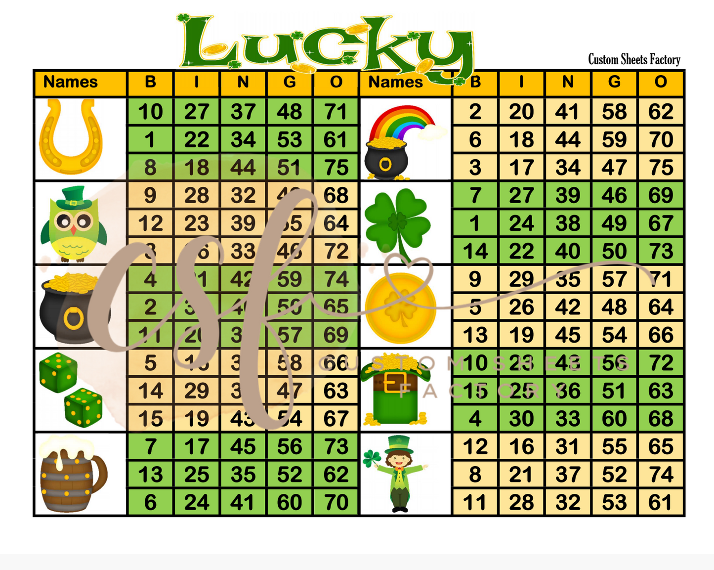 St Patricks - 10 blocks - 75x 2 - MIXED