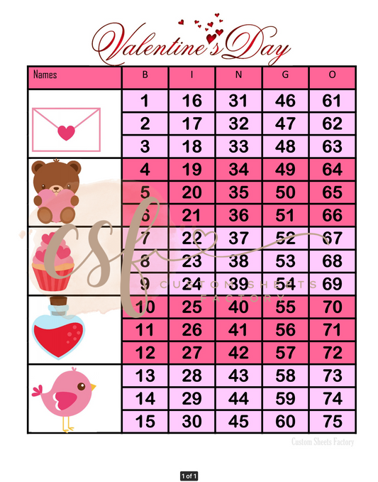 Valentines Day Block - 5 line - 75 ball