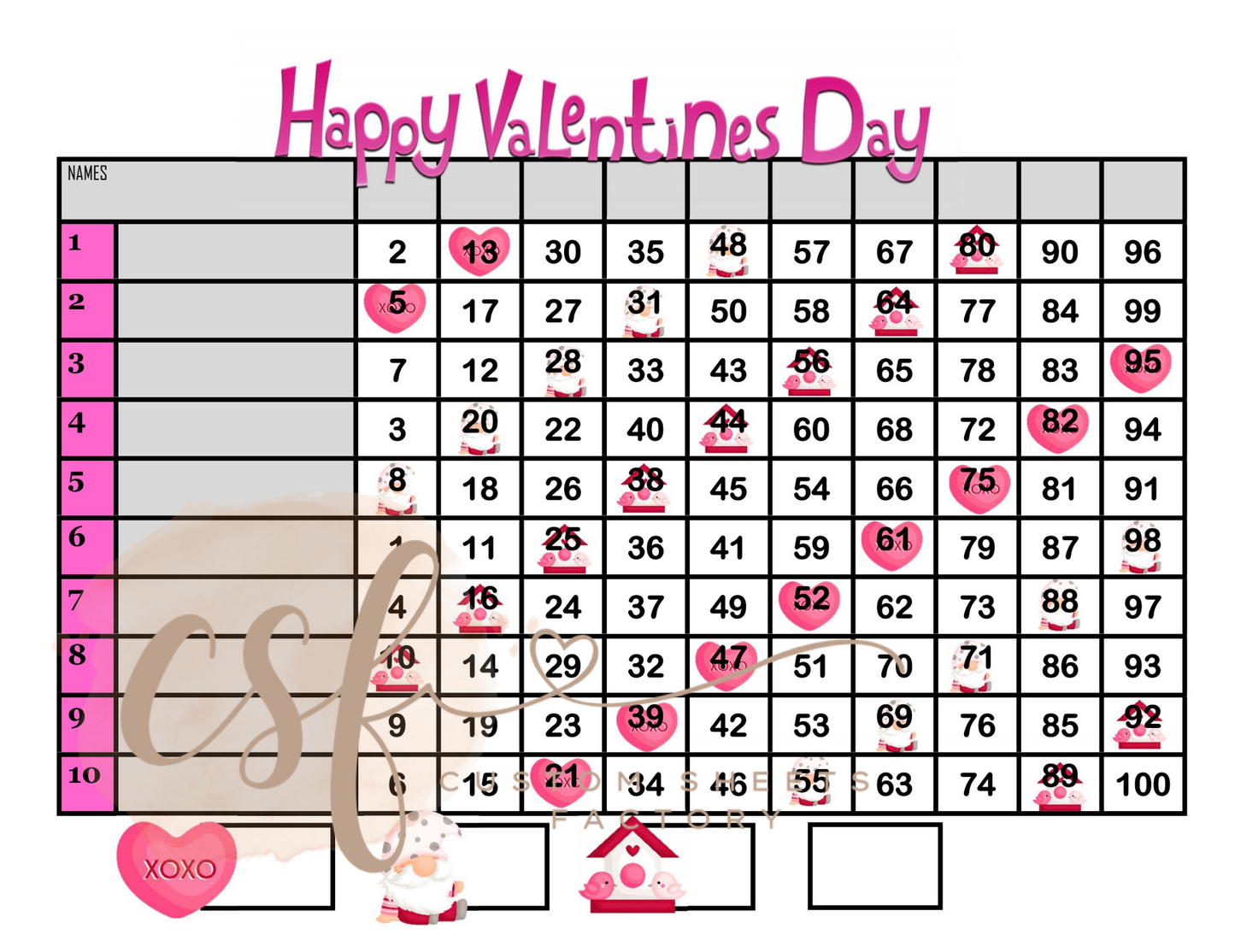 Happy Valentines Day - 10 line - 100 balls