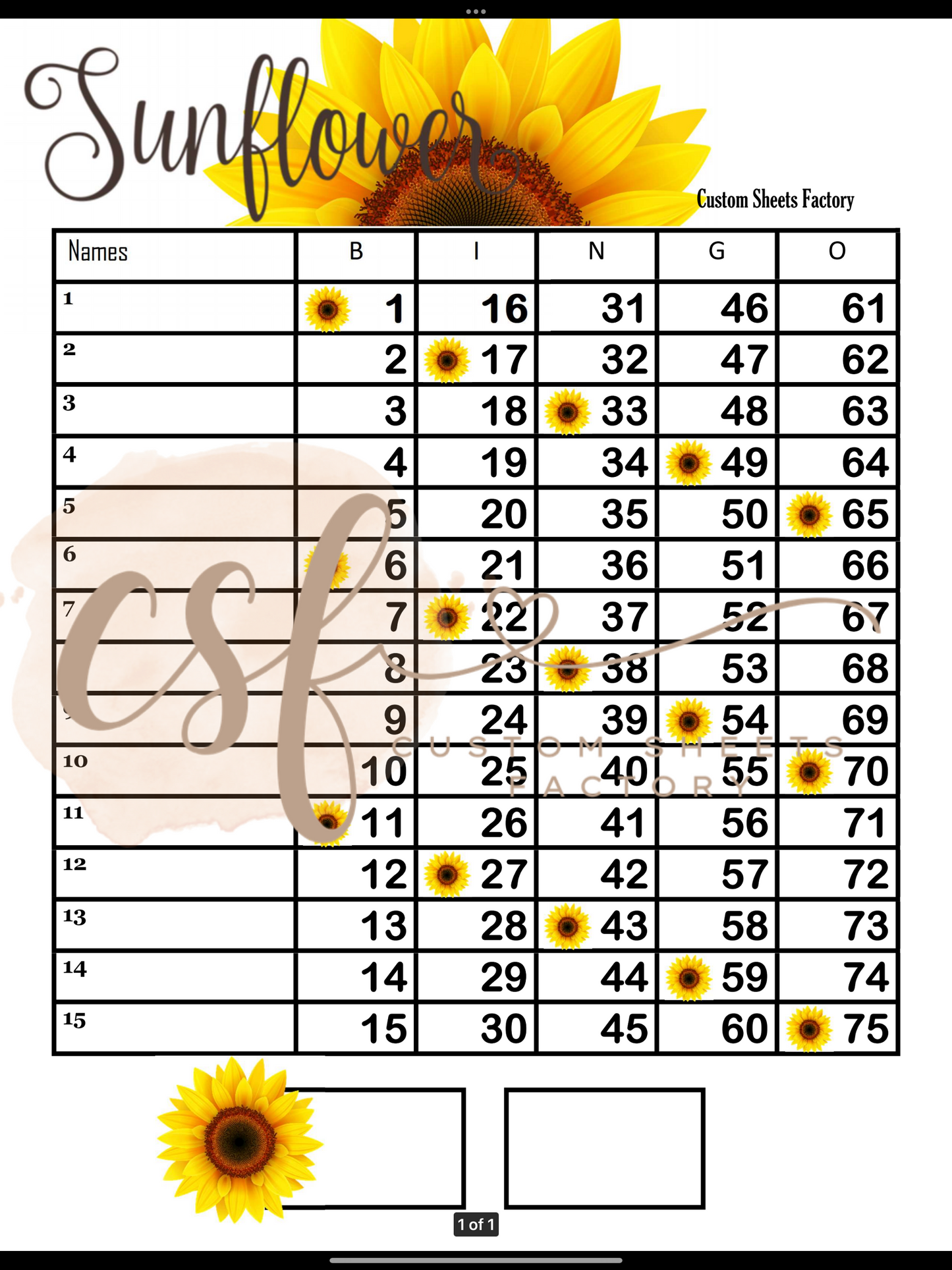 Sunflower - 15 line - 75 ball