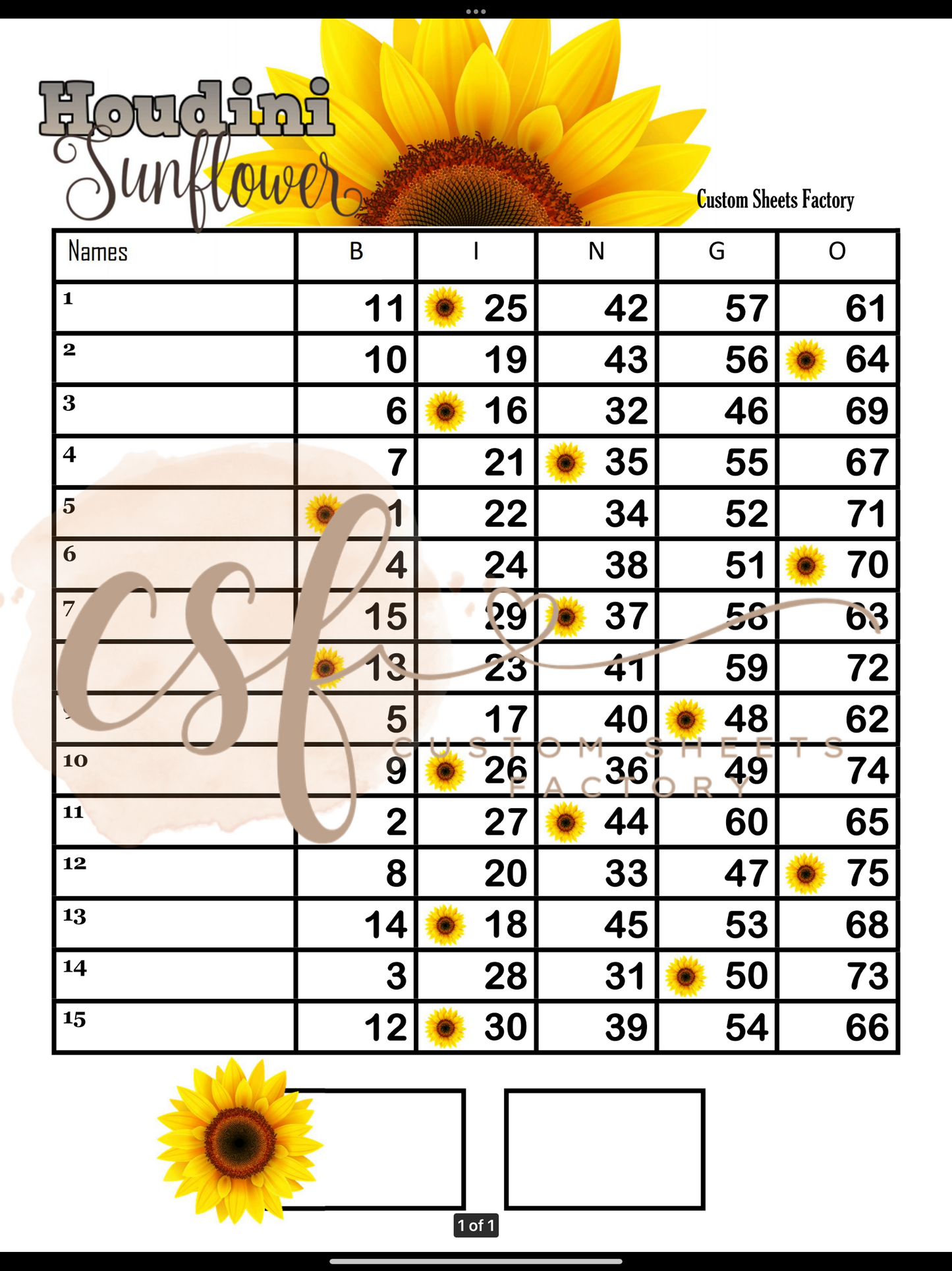 Sunflower - 15 line - 75 ball