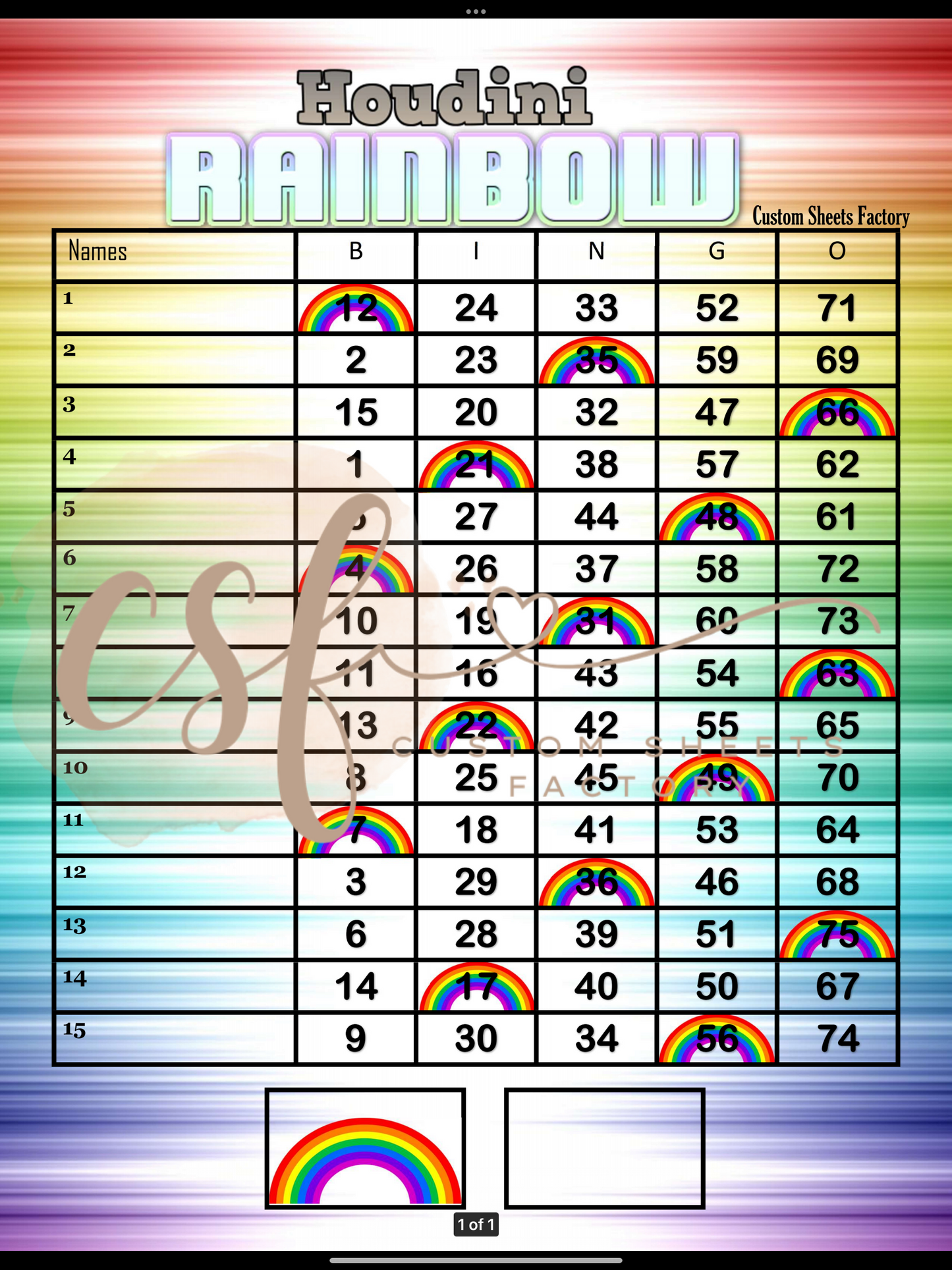 Rainbow - 15 line - 75 ball