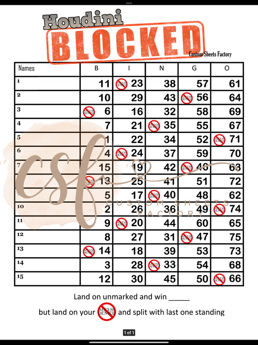 Blocked - Houdini - 15 line - 75 ball