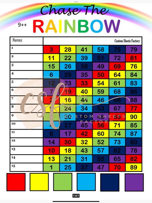 Chase the rainbow - 15 line - 90 ball