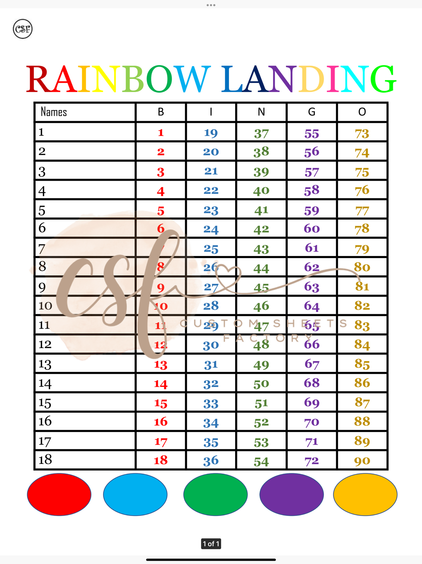 Rainbow Landing - 18 line - 90s ball
