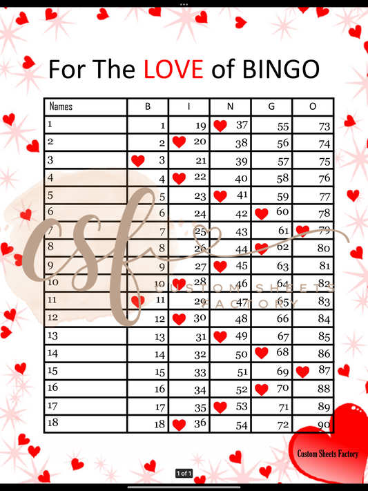 For the love of bingo - 18 line - 90s ball