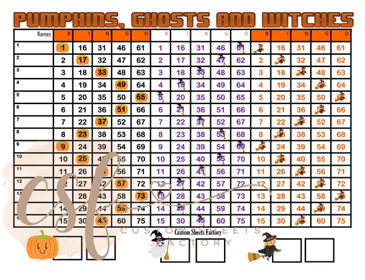 Pumpkin, Ghost, Witches Tripple - 15 line - 75 ball