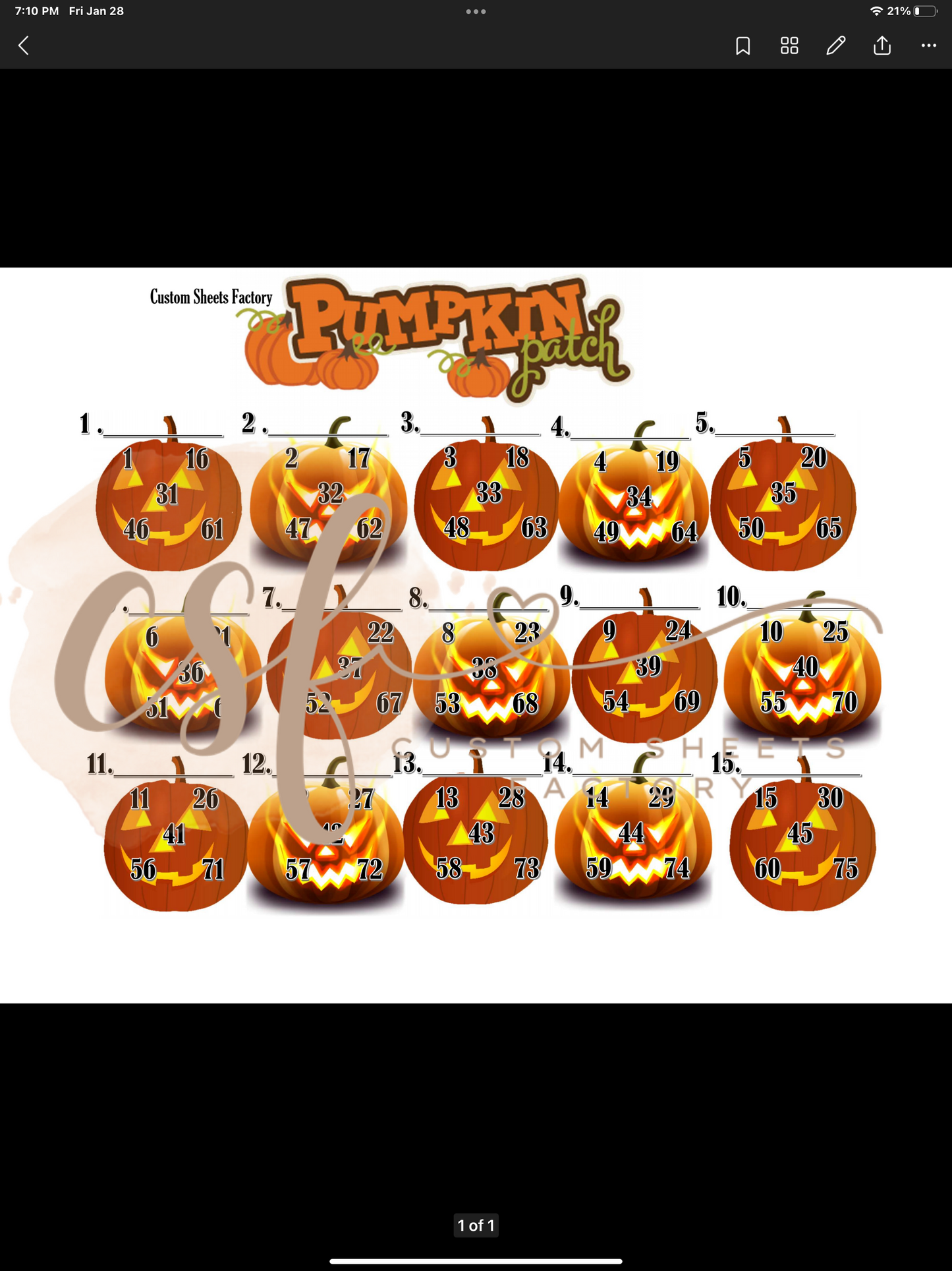 Halloween Clip Art - 15 line - 75 ball - Straight