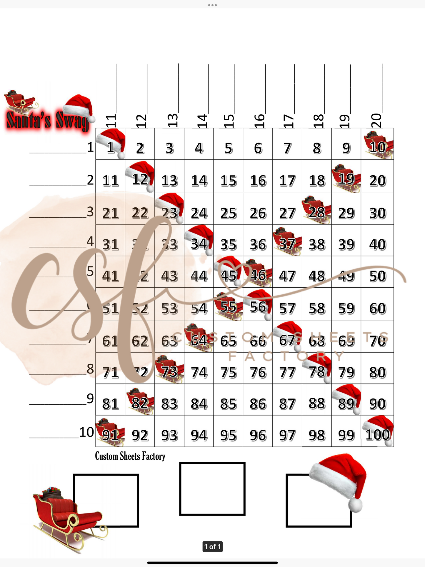 Santa Swag Grid - 20 line - 100 ball