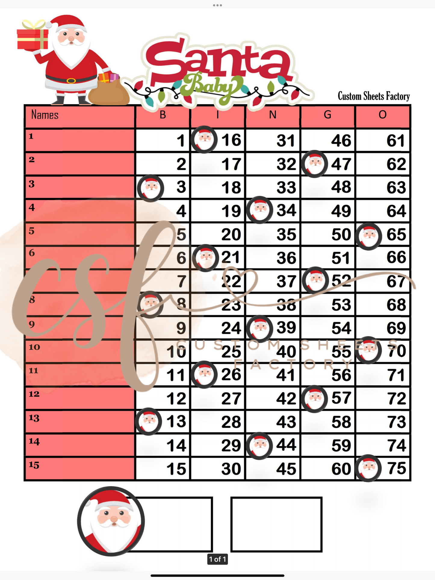 Santa Baby - 15 line - 75 ball