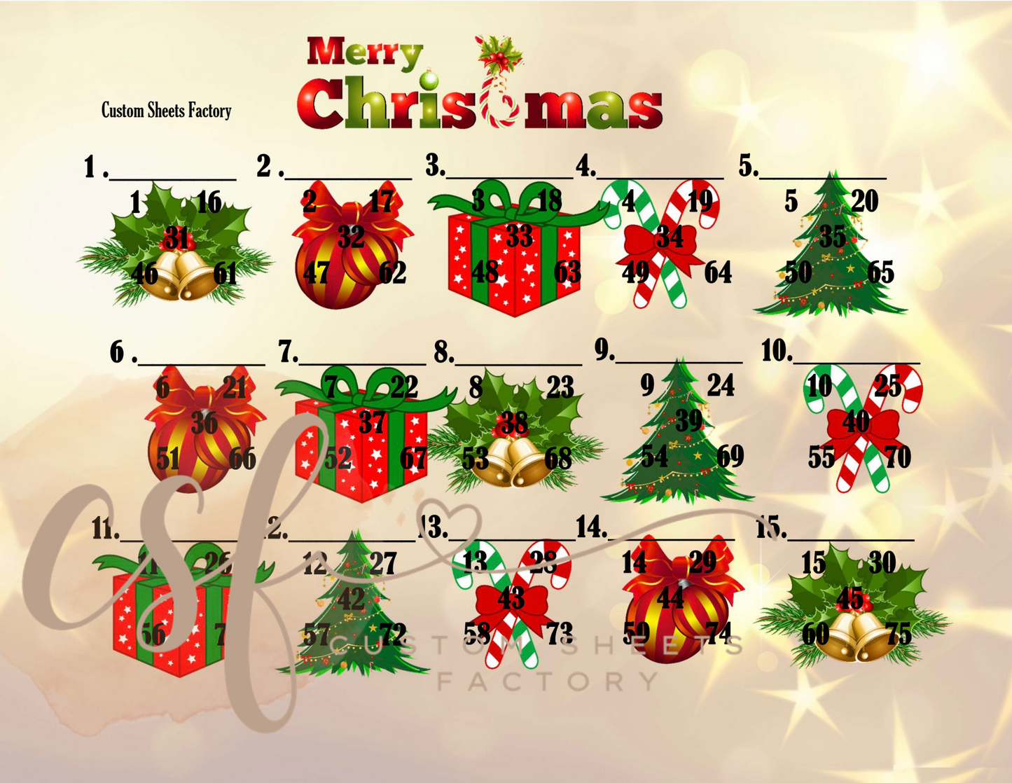 Merry Christmas - Clipart - 15 line - 75 ball