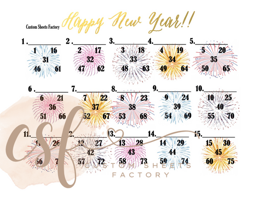 Happy New Year Clip Art - 15 line - 75 ball - Straight