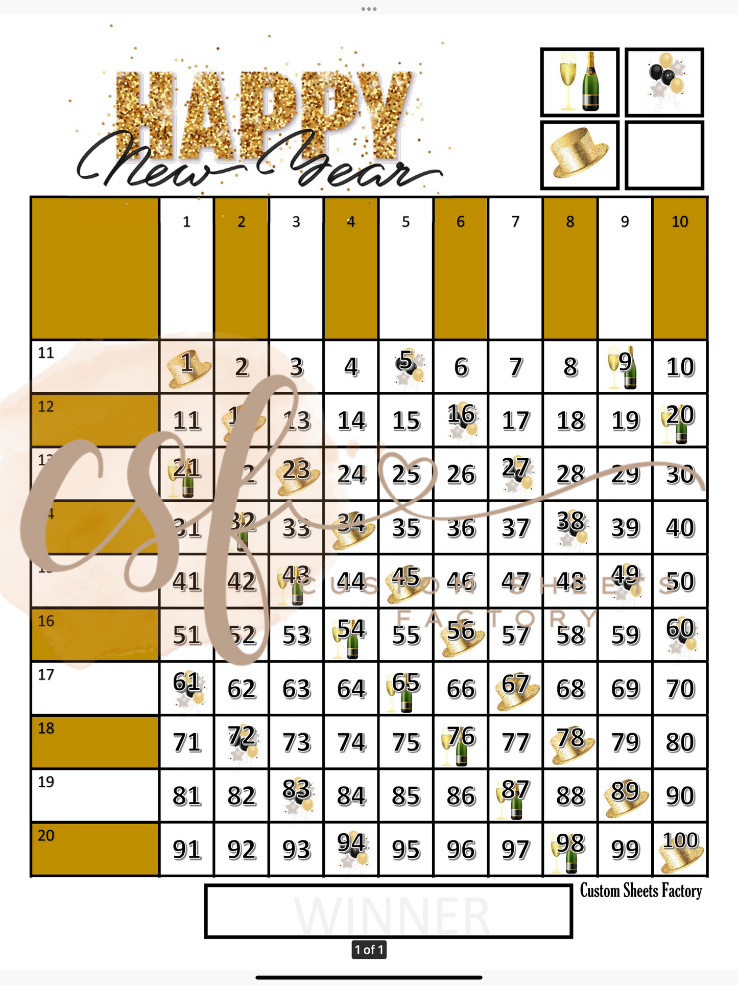 New Year Grid Gold - 20 line - 100 ball