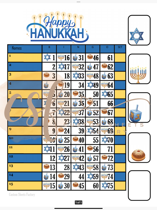 Happy Hanakkah Landing - 15 line - 75 ball