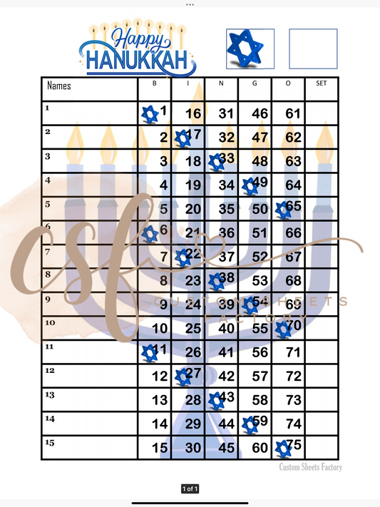 Happy Hanakkah - 15 line - 75 ball