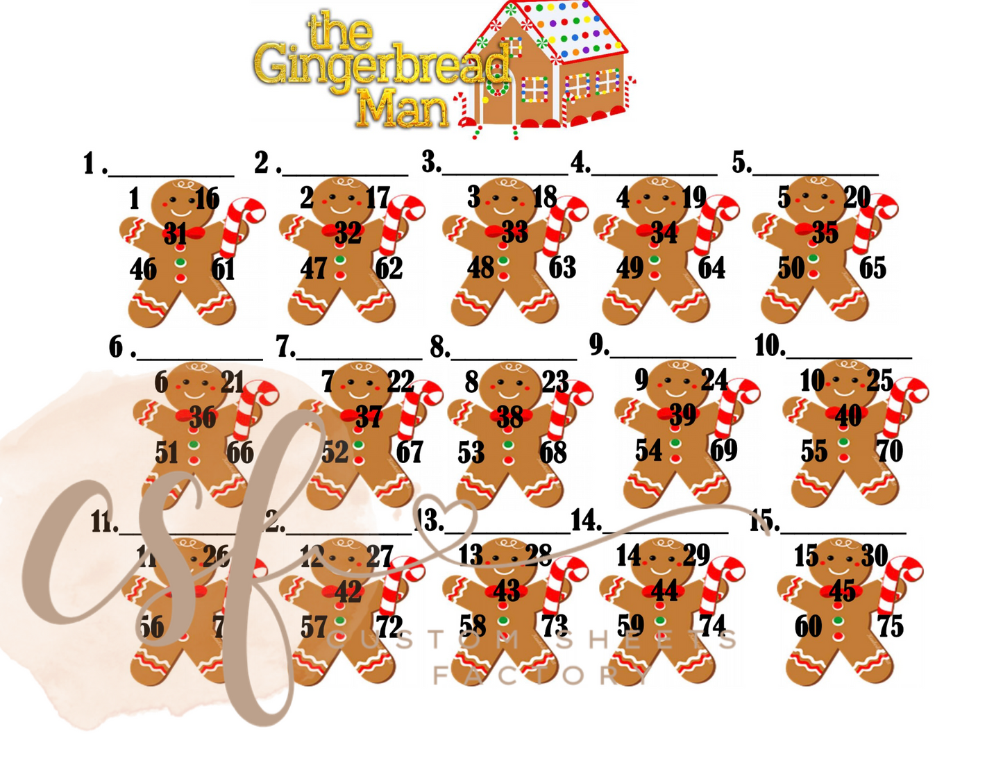 Gingerbread - Clip Art - 15 line - 75 ball