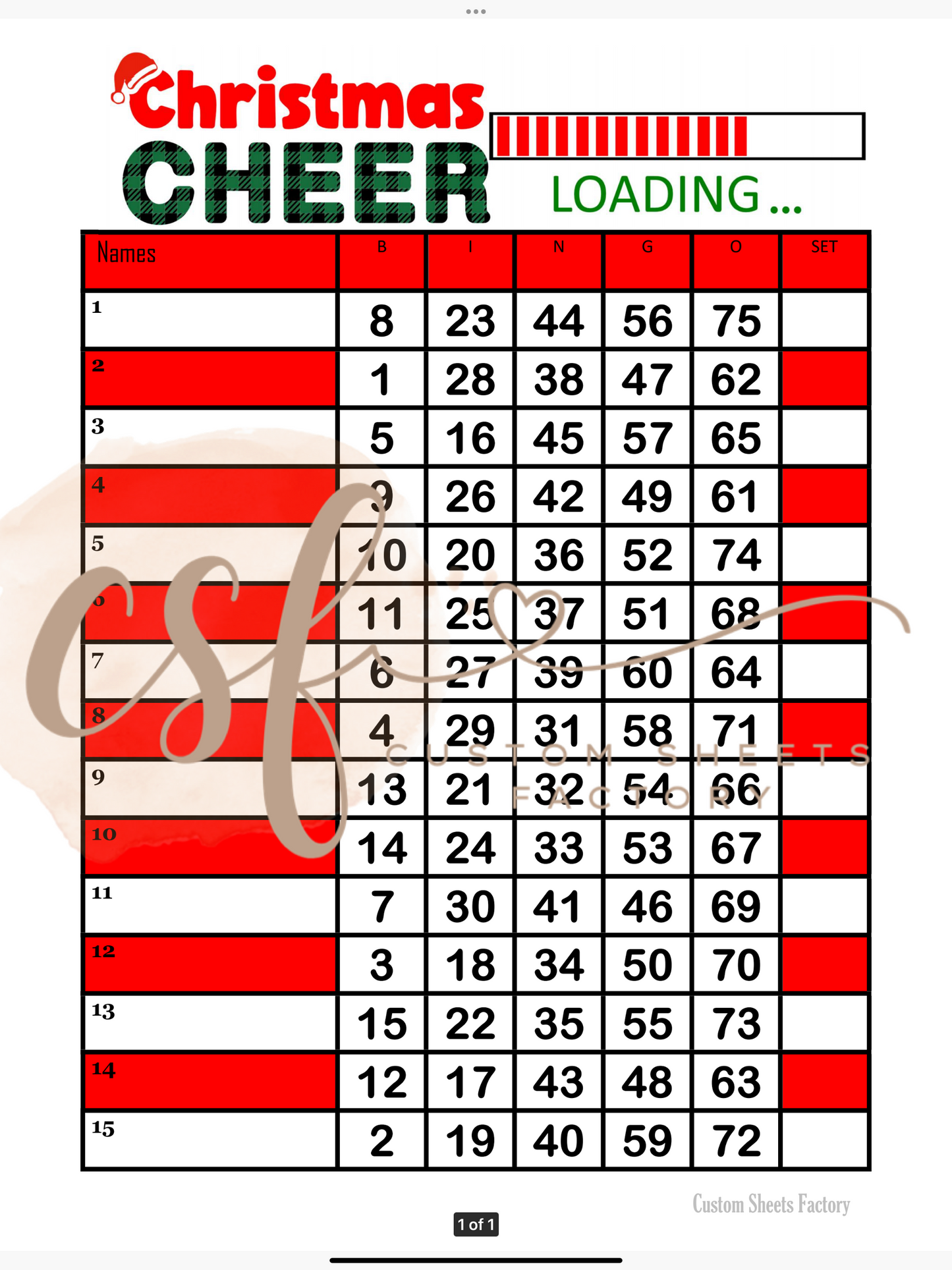 Christmas Cheer - 15 line - 75 ball