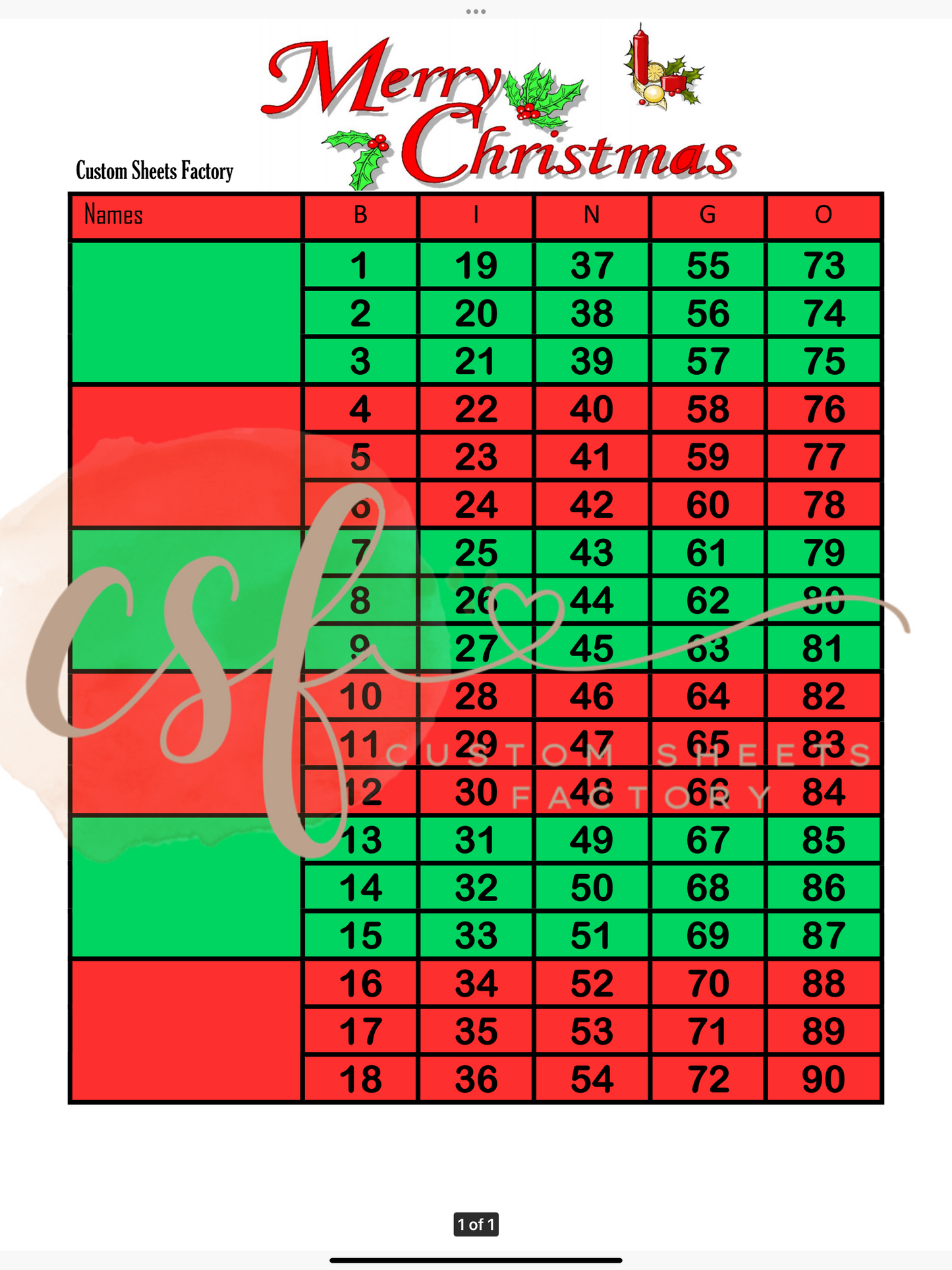 Christmas Block - 6 block - 90 ball