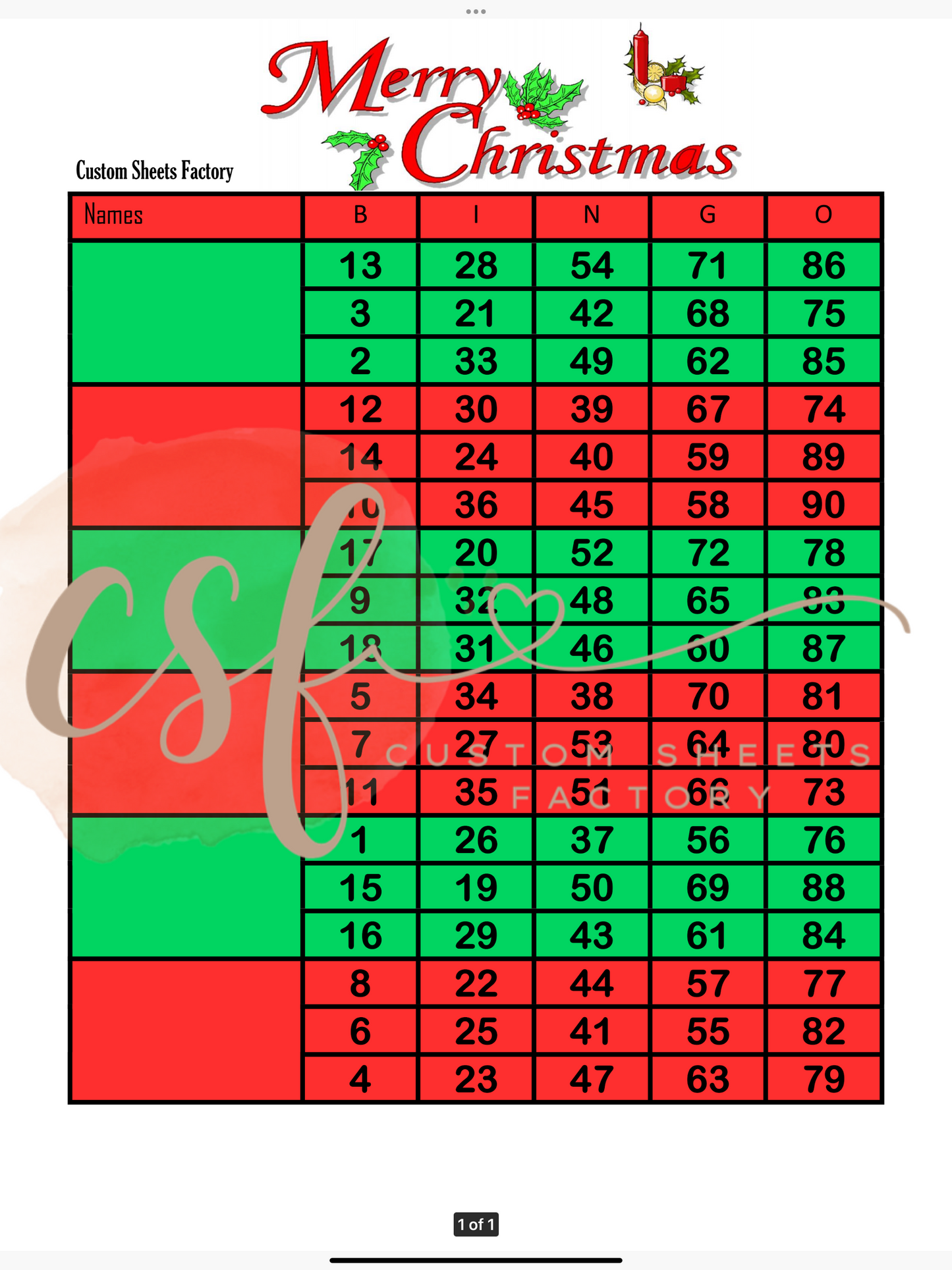 Christmas Block - 6 block - 90 ball