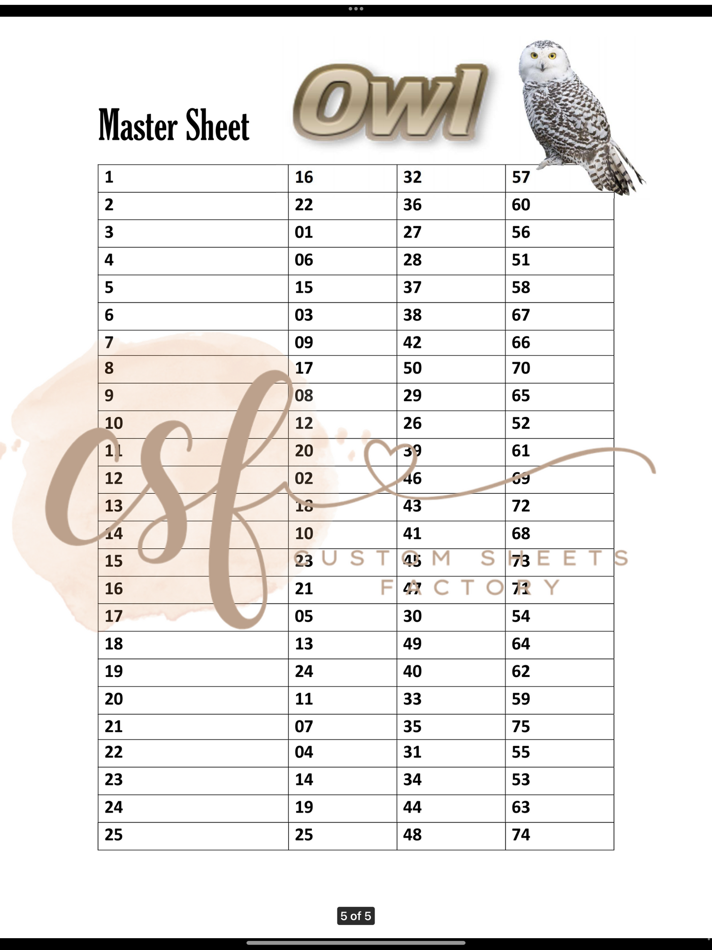 Owl Holders - 3 Number - 25 Cards