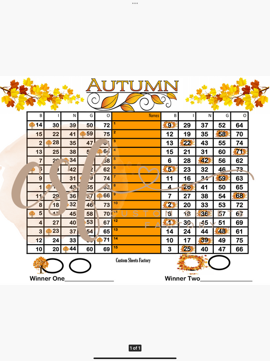 Autumn Double - 15 line - 75 ball x 2