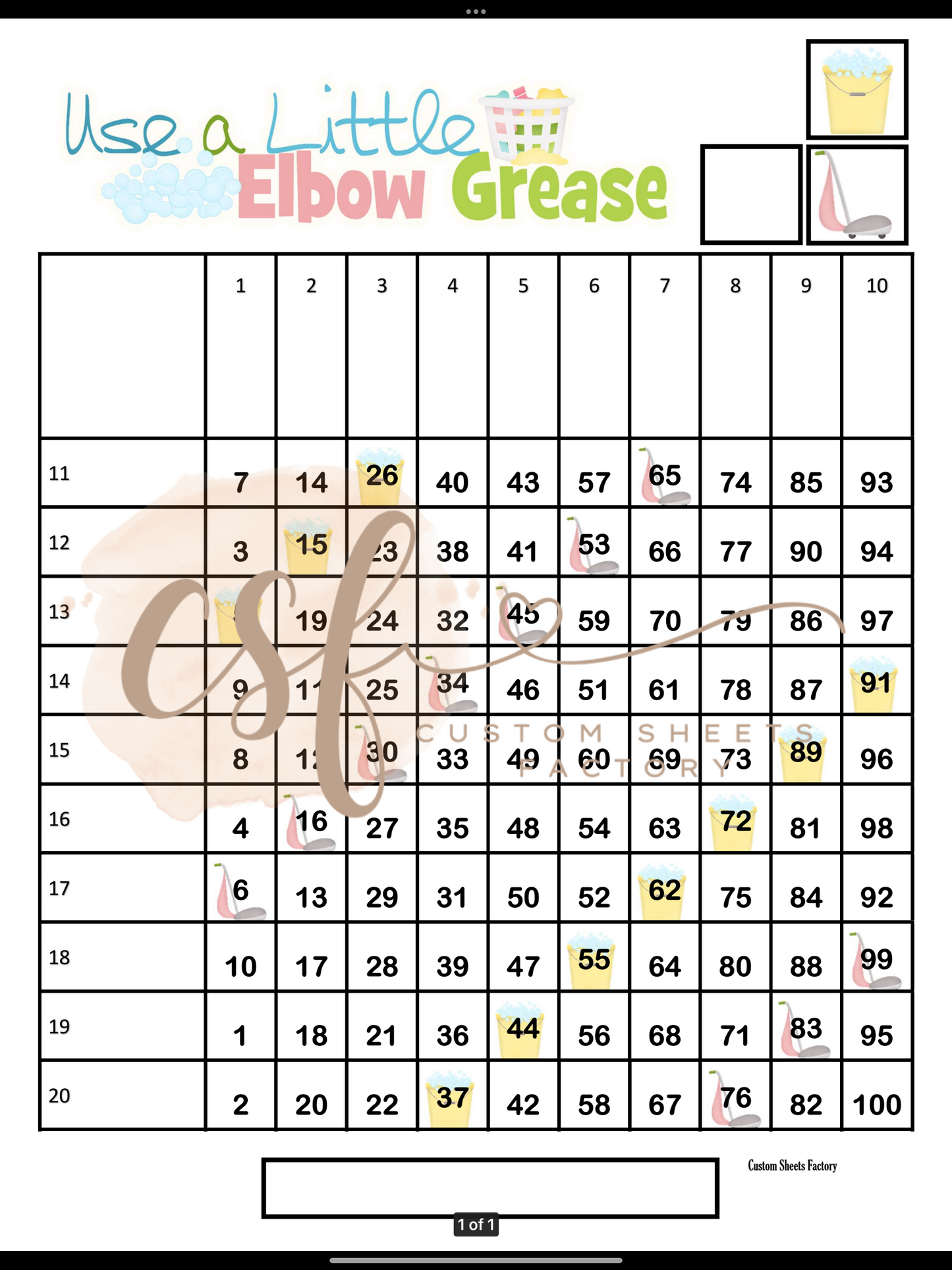 Spring Cleaning Grid - 20 line - 100 ball