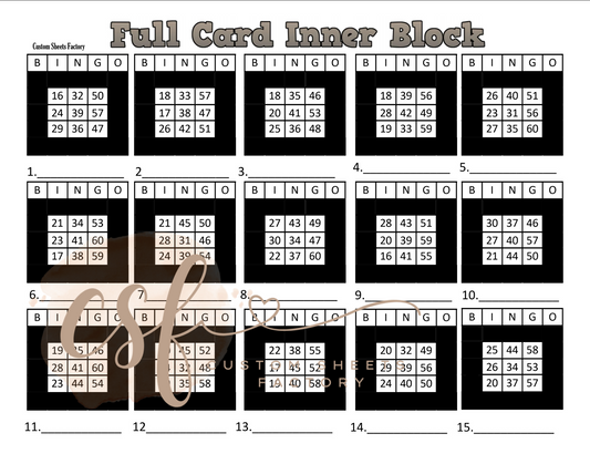 Full Card Inner Block - 15 line - 75 ball