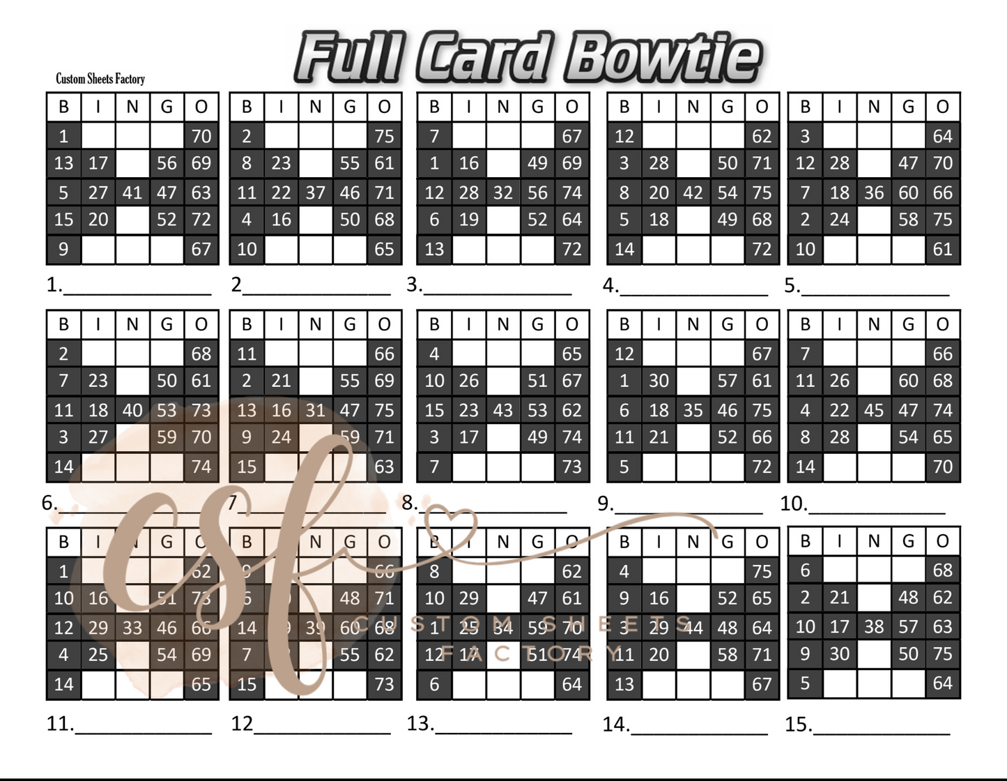 Full Card Bowtie - 15 line - 75 ball