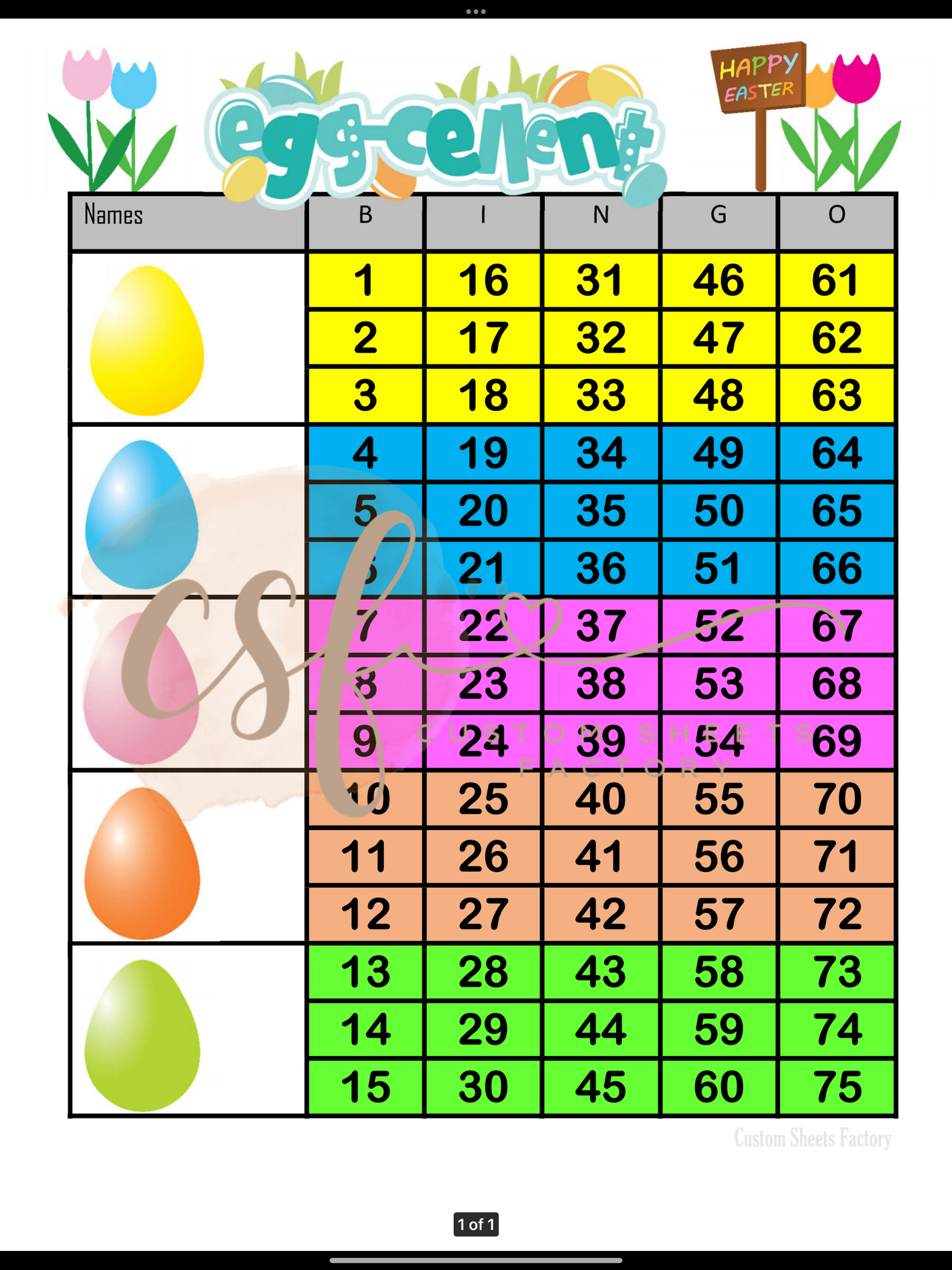 Egg-Cellent - 5 Block - 75 Ball