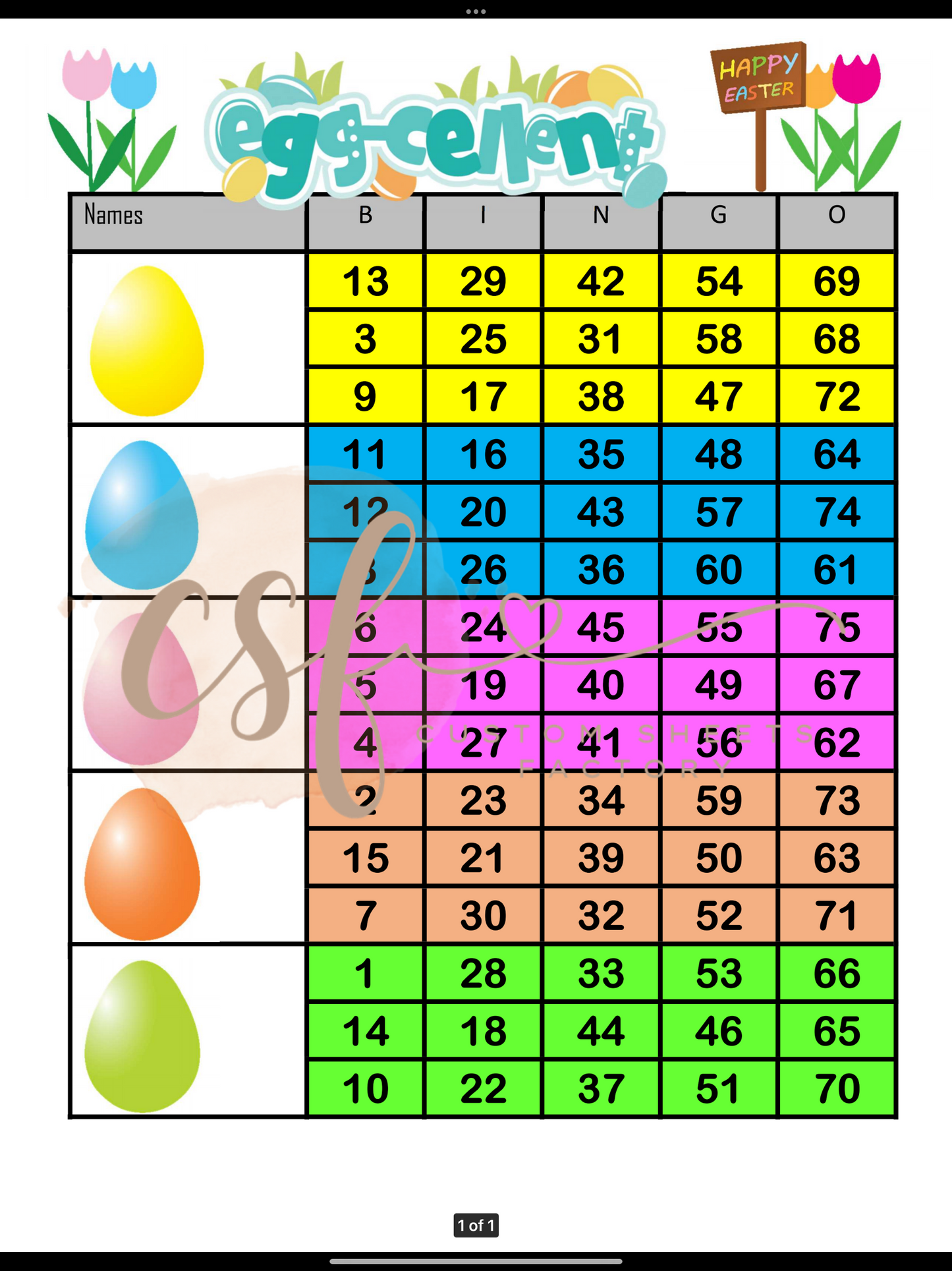 Egg-Cellent - 5 Block - 75 Ball