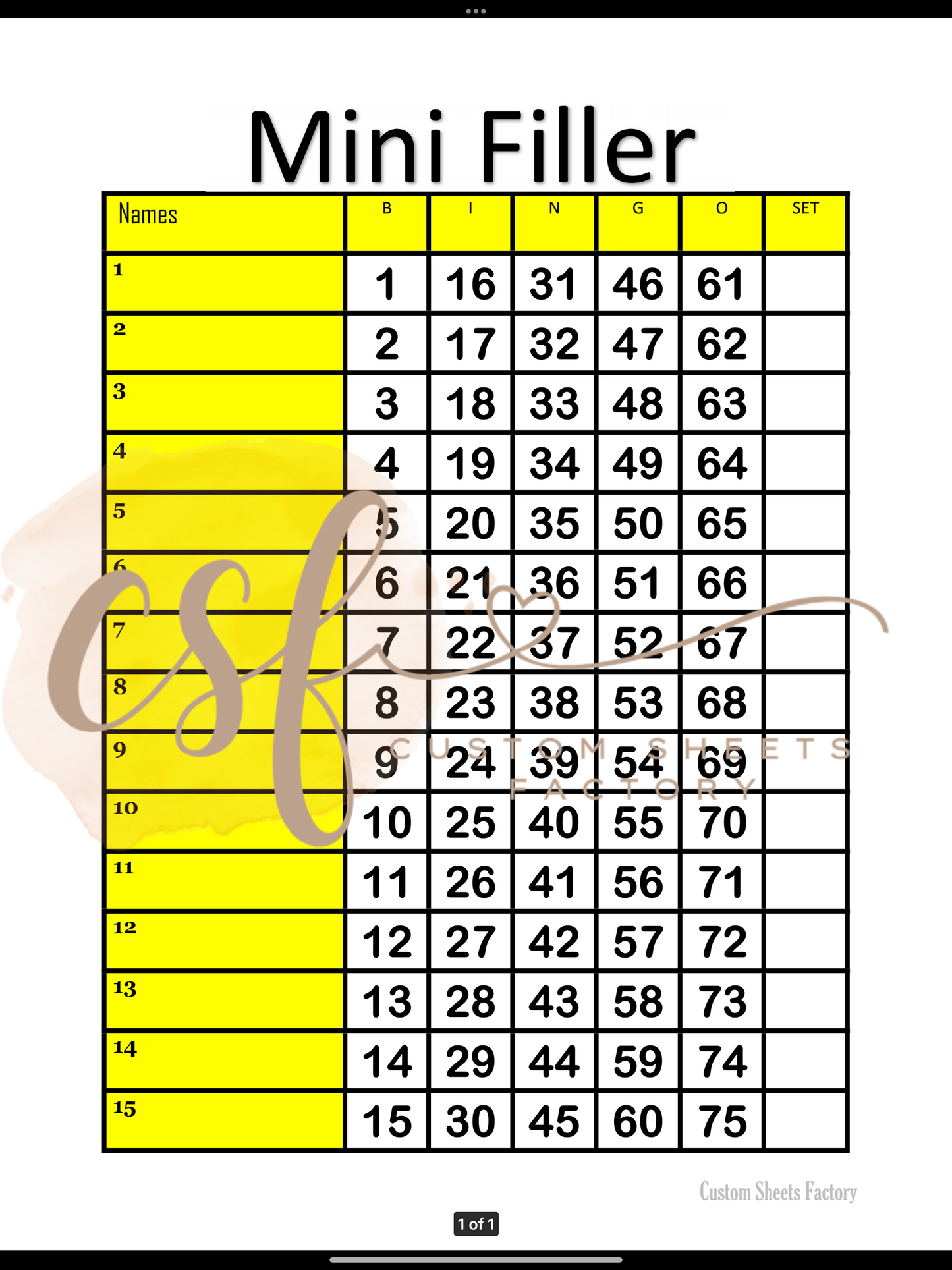 Colored Minis - 15 line - 75 Ball