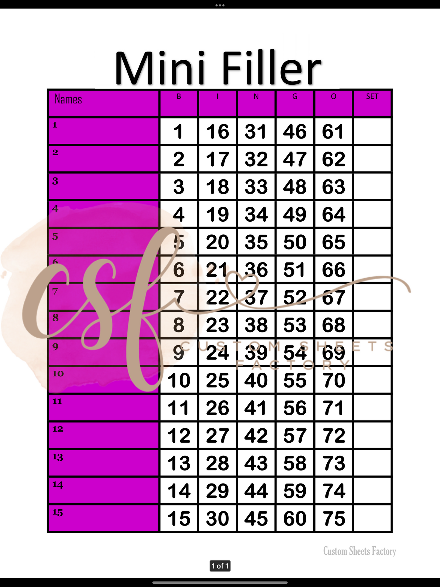 Colored Minis - 15 line - 75 Ball