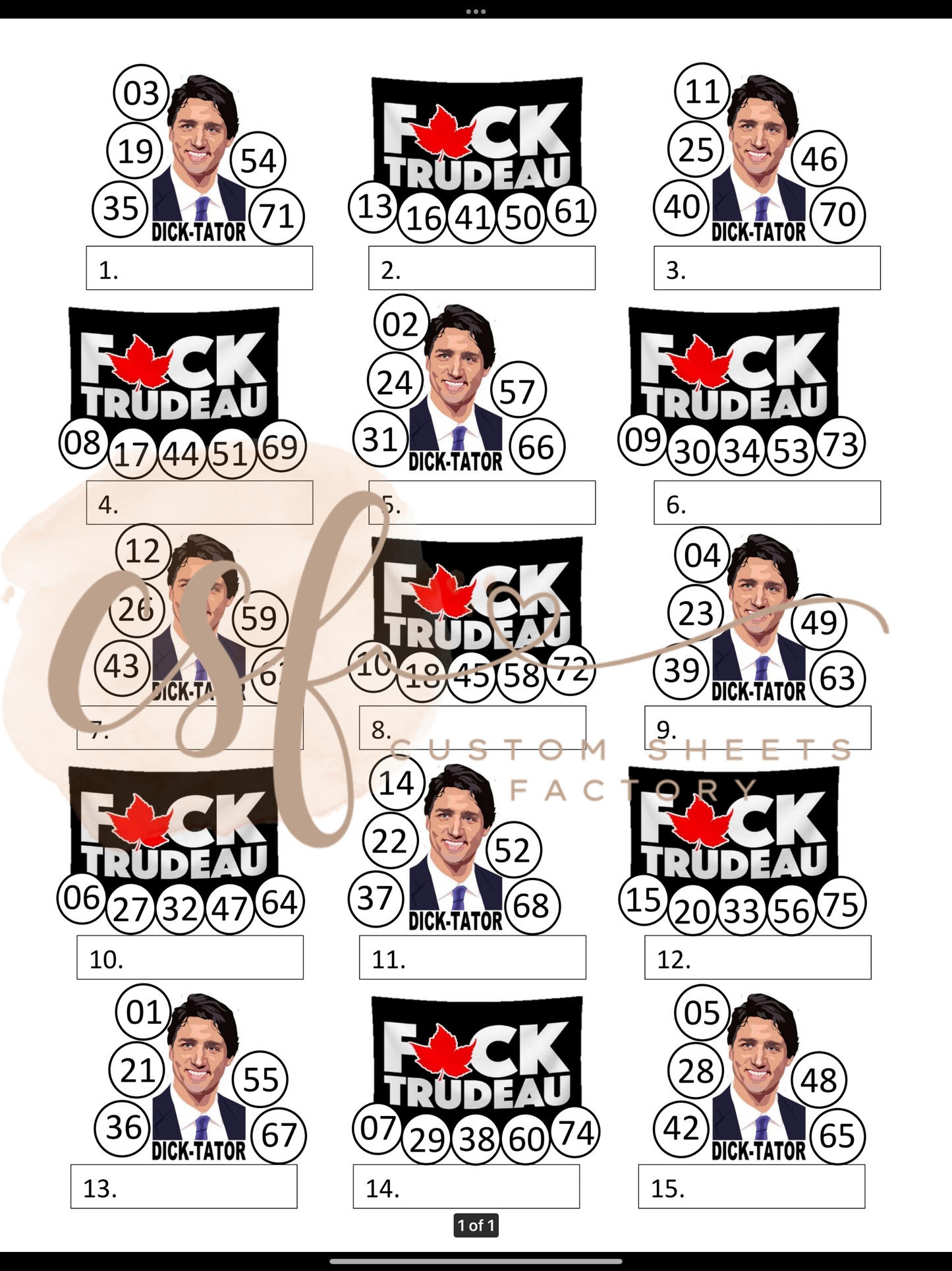 Justin Trudeau - Clipart - 15 line - 75 ball