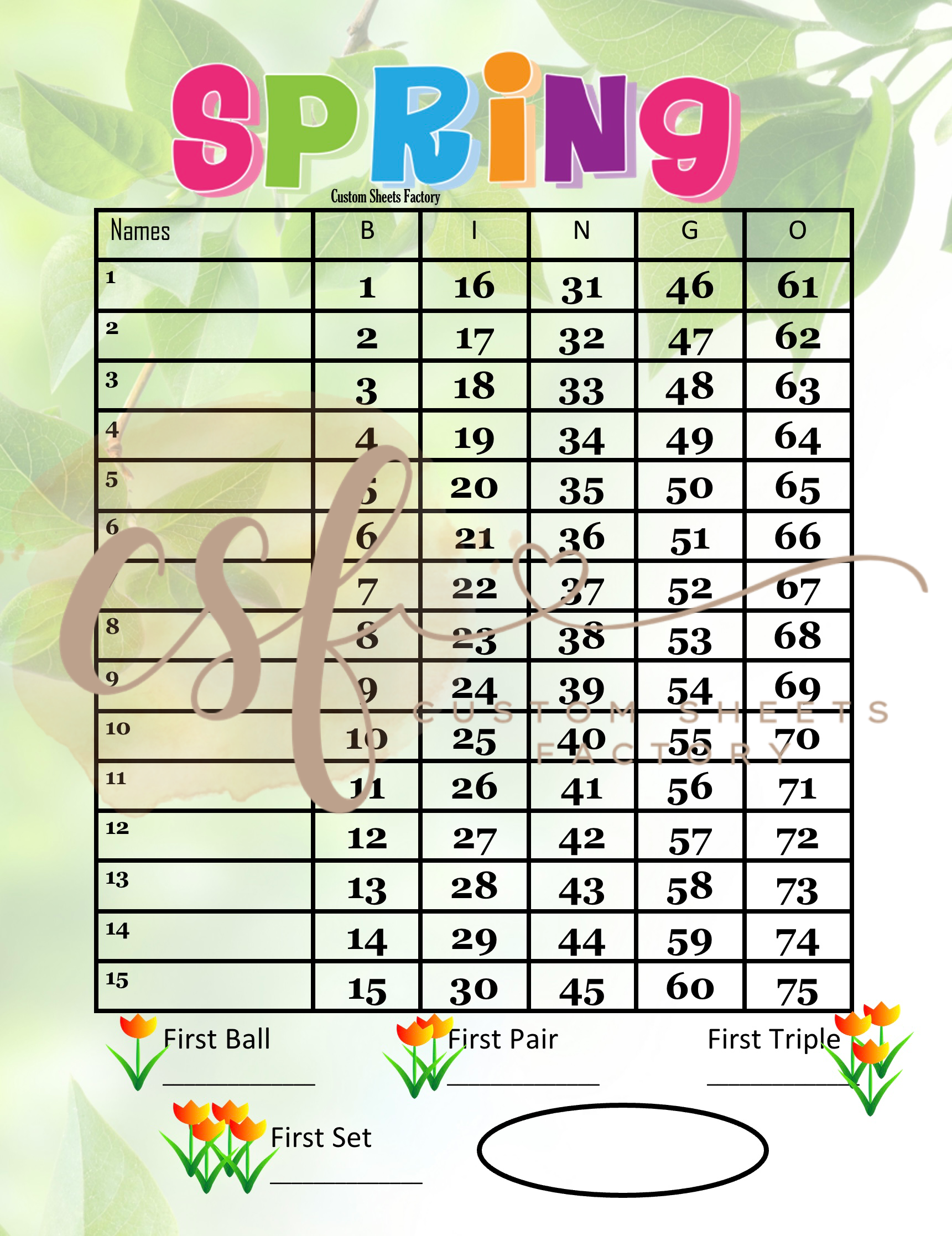 Spring Combo Ball Sets - 75 Ball – Custom Sheets Factory