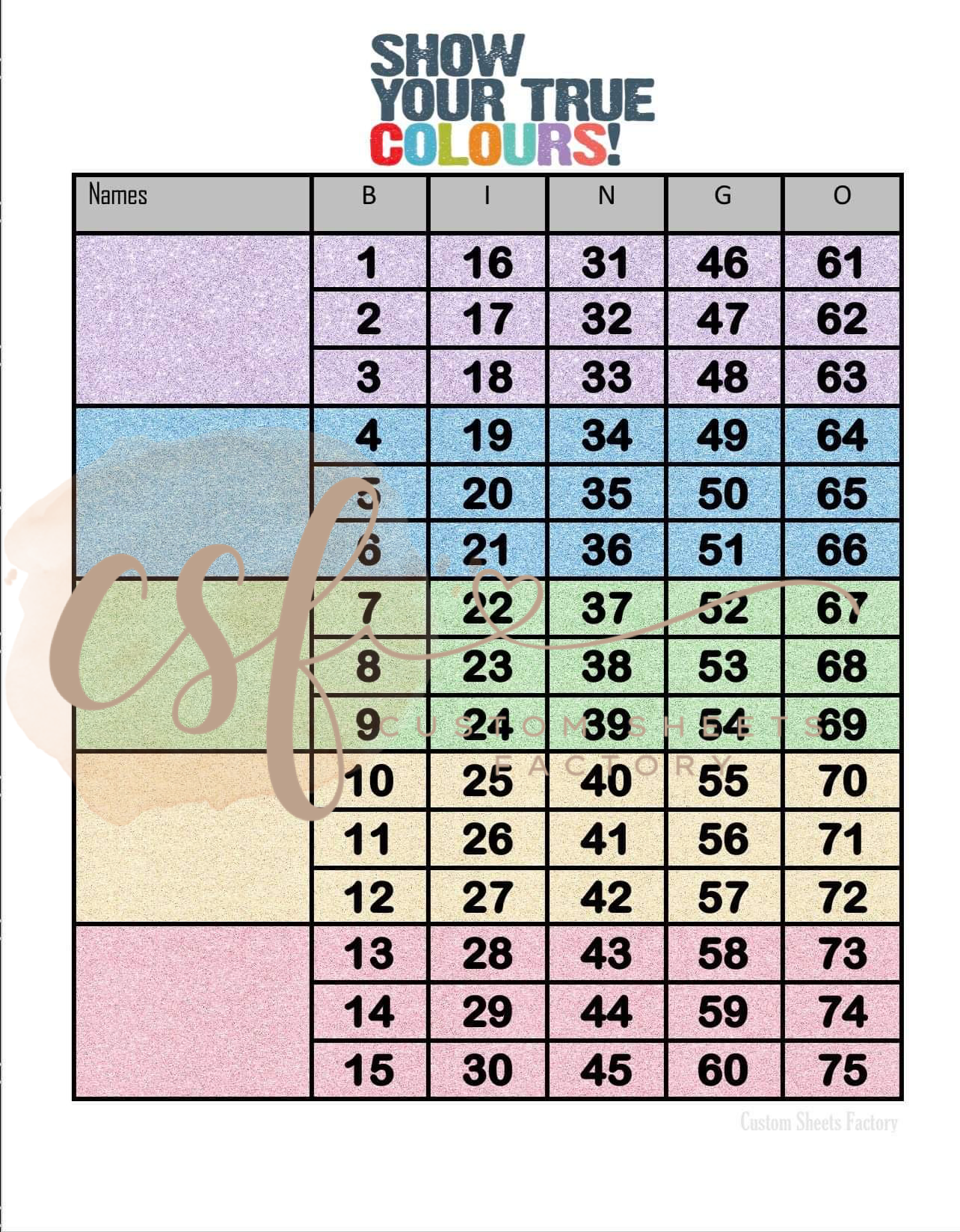 Show your colours - Block - 75 Ball