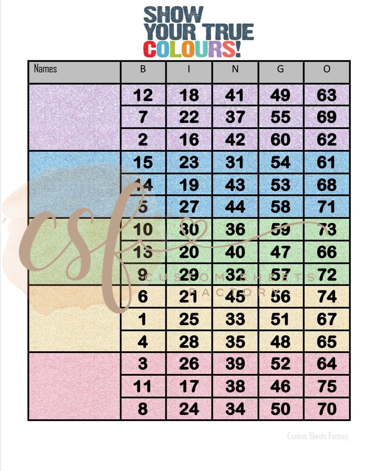 Show your colours - Block - 75 Ball