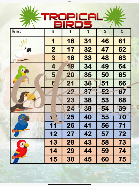 Tropical Birds - 5 Block - 75 Ball