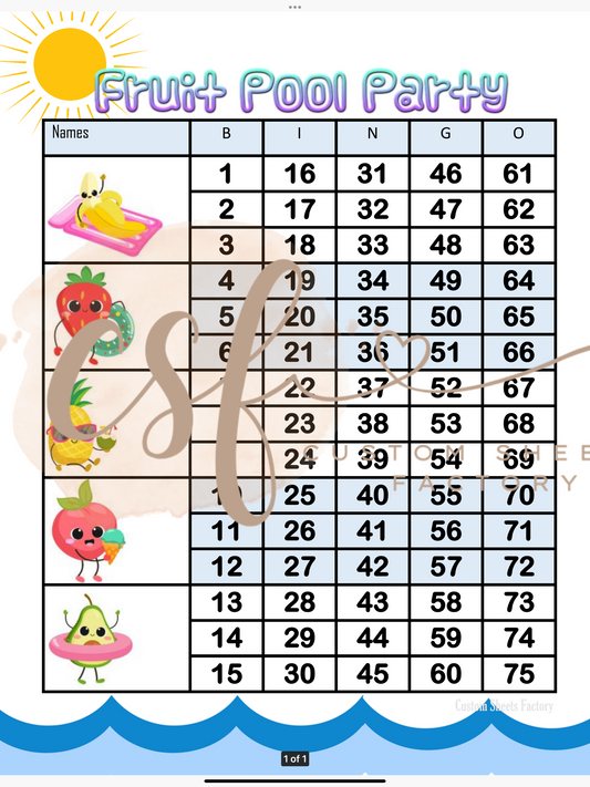 Fruit Pool Party - 5 block - 75 Ball