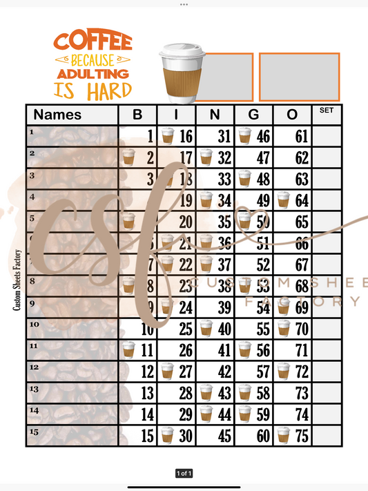 Coffee because adulting is hard - Single Landing - 75 Ball