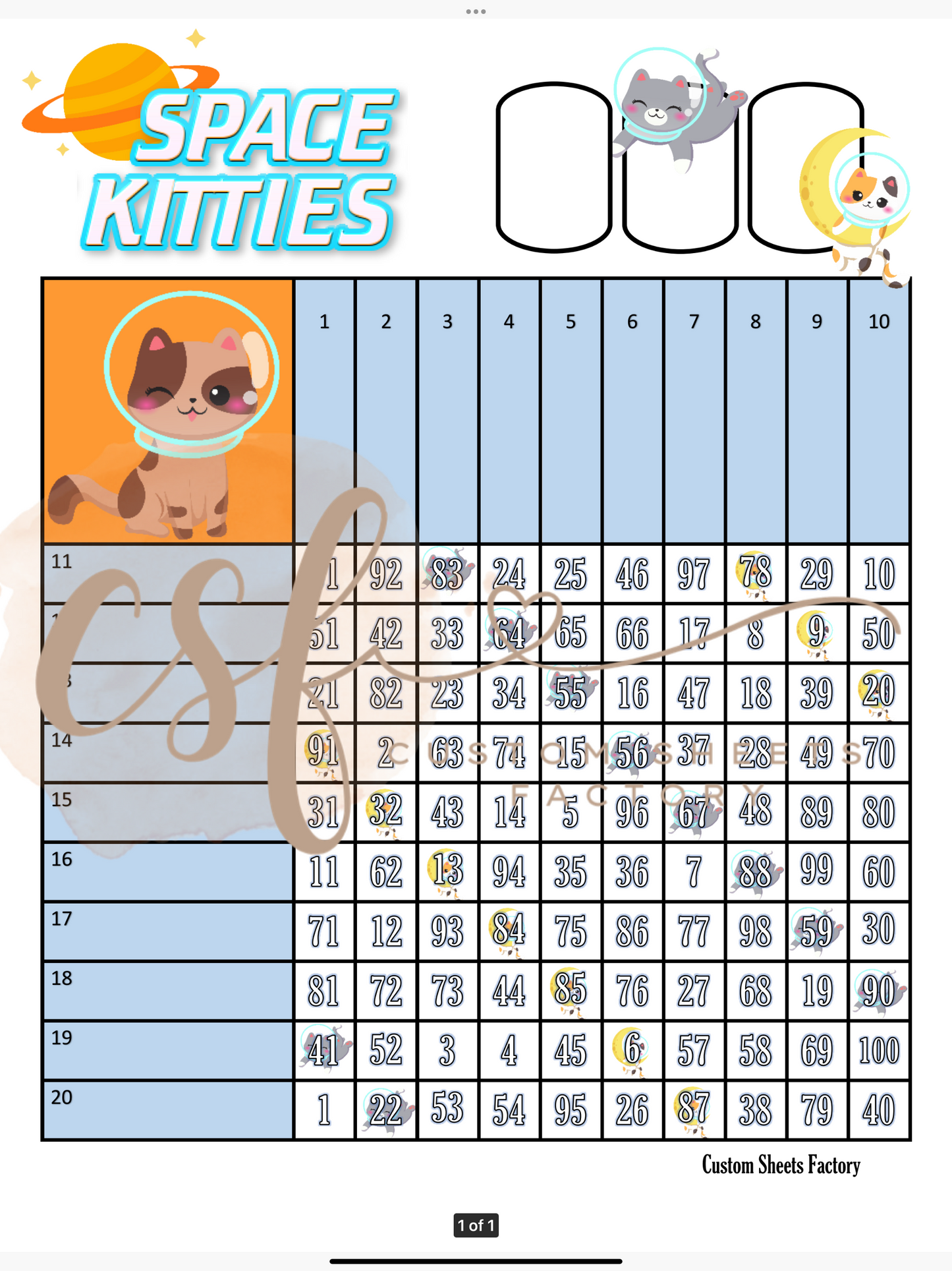 Space Kitties - Grid - 100 Ball