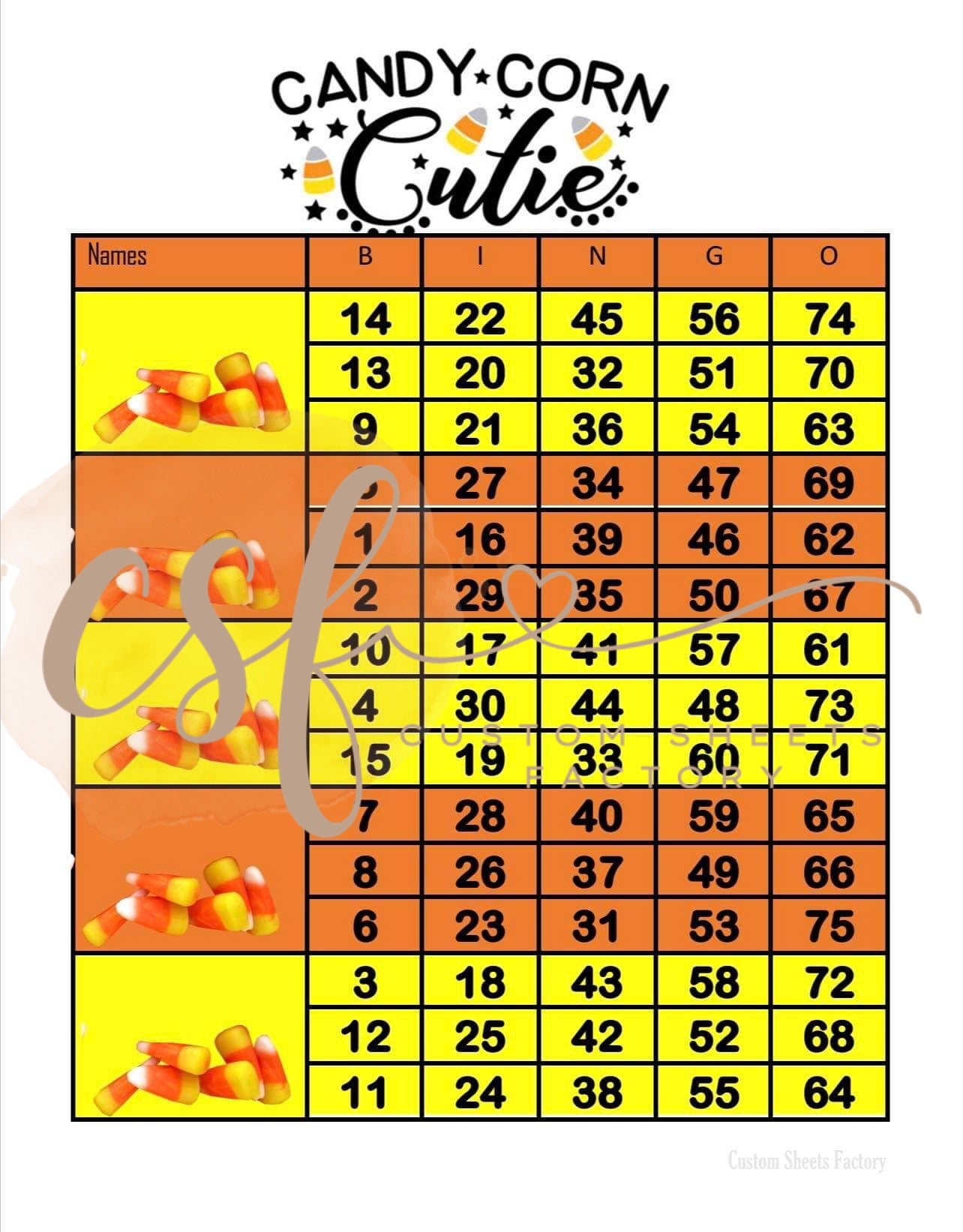 Candy Corn Cutie - Block - 75 Ball