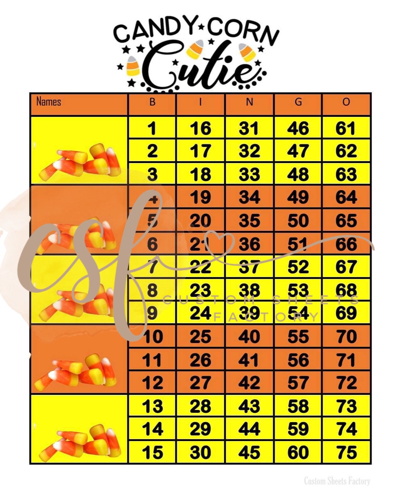 Candy Corn Cutie - Block - 75 Ball