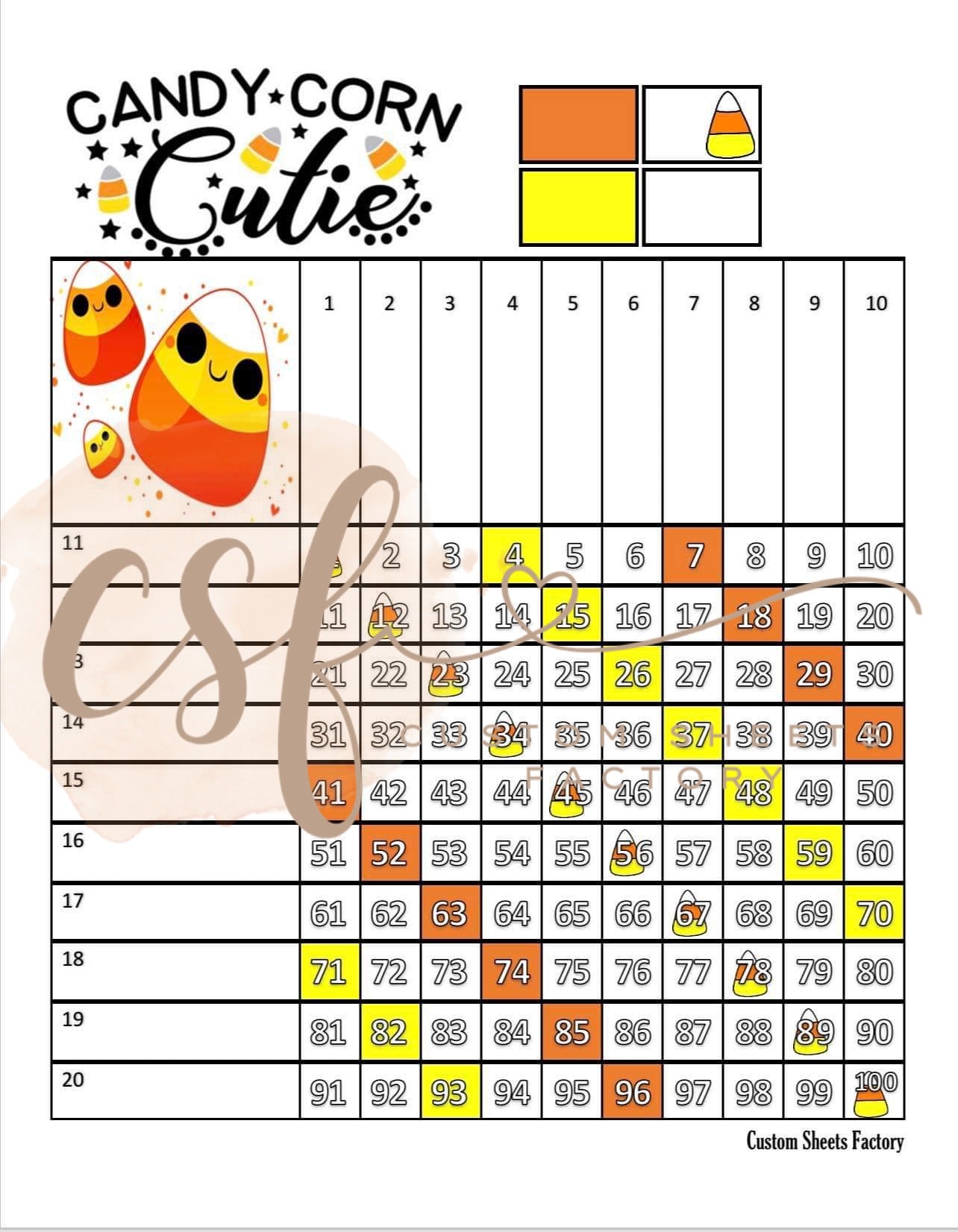 Candy Corn Cutie - Grid - 100 Ball