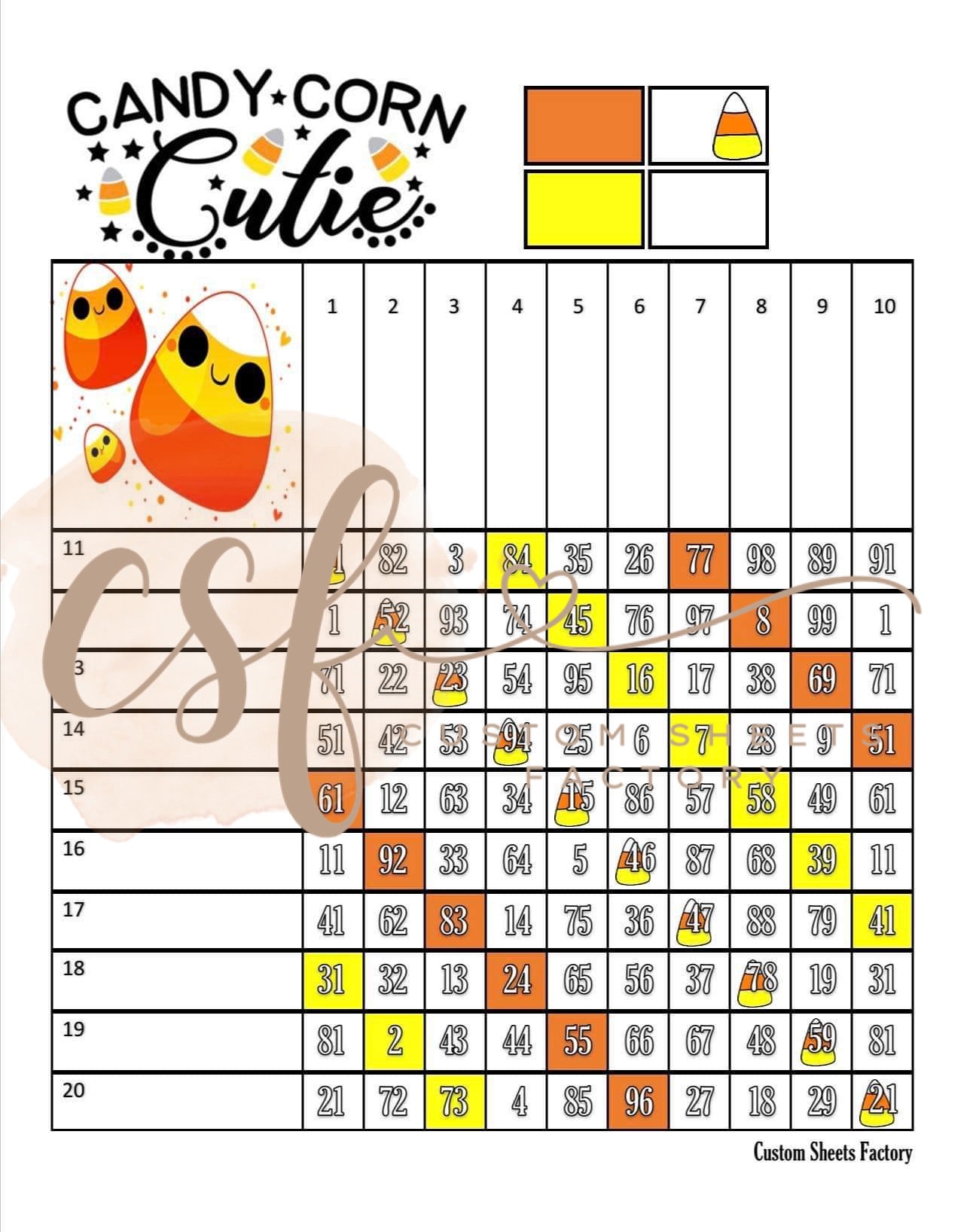 Candy Corn Cutie - Grid - 100 Ball